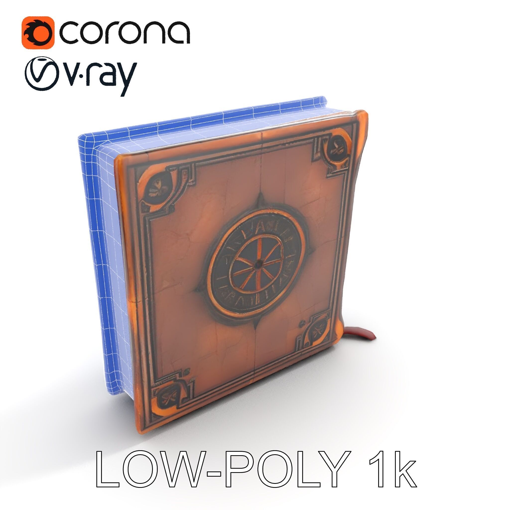 Ancient Leather Bound Book Model Pack Low-poly 3D model_30