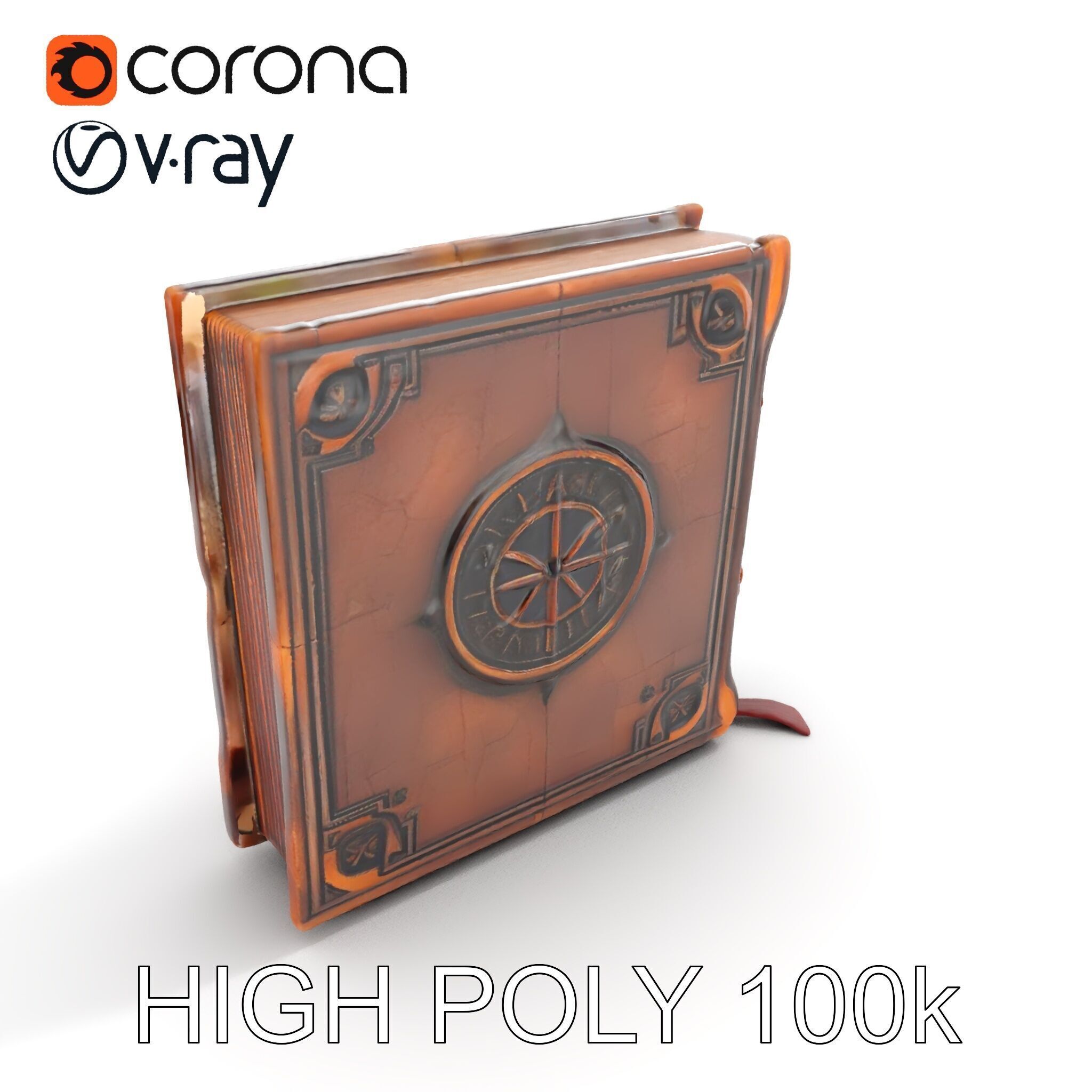 Ancient Leather Bound Book Model Pack Low-poly 3D model_16
