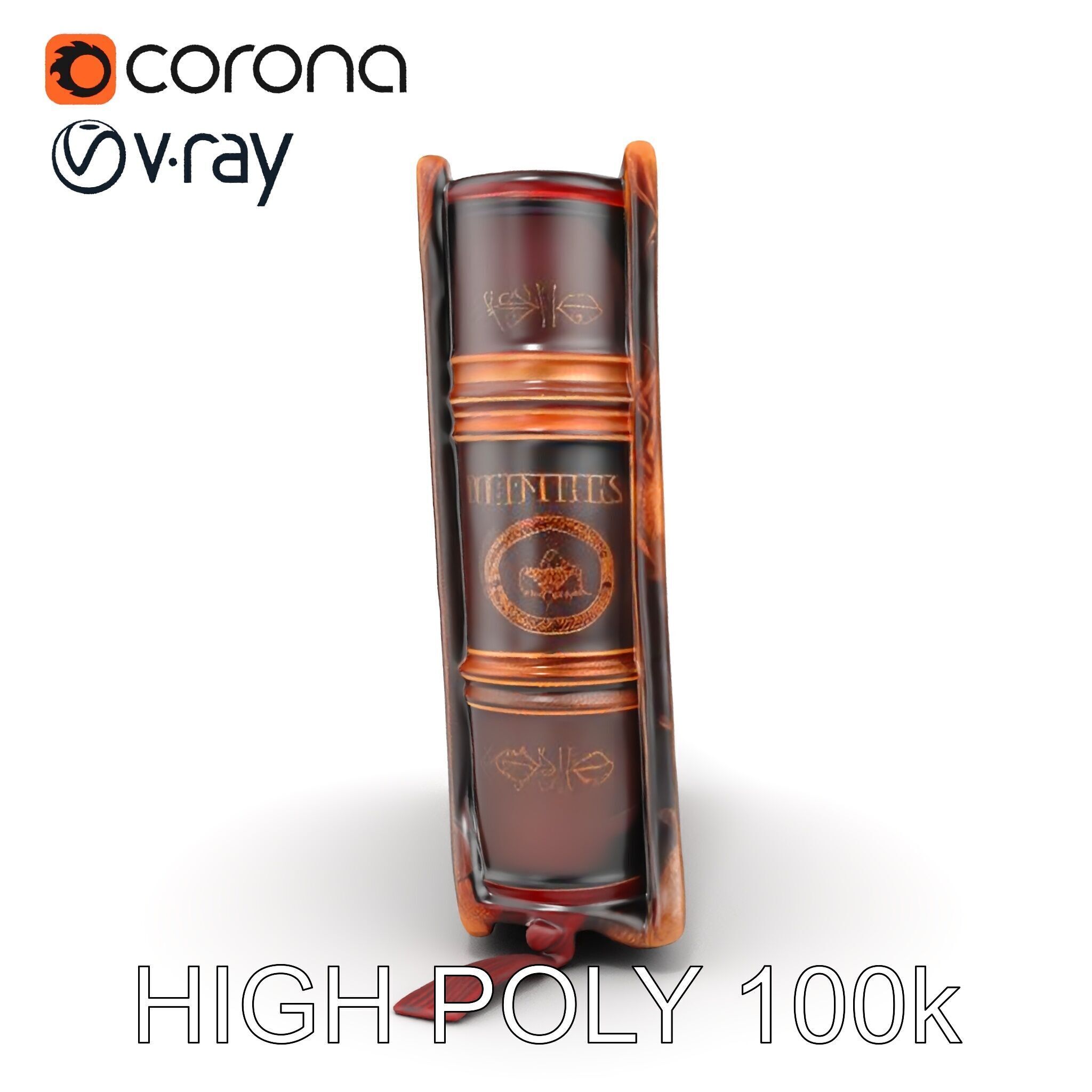 Ancient Leather Bound Book Model Pack Low-poly 3D model_31