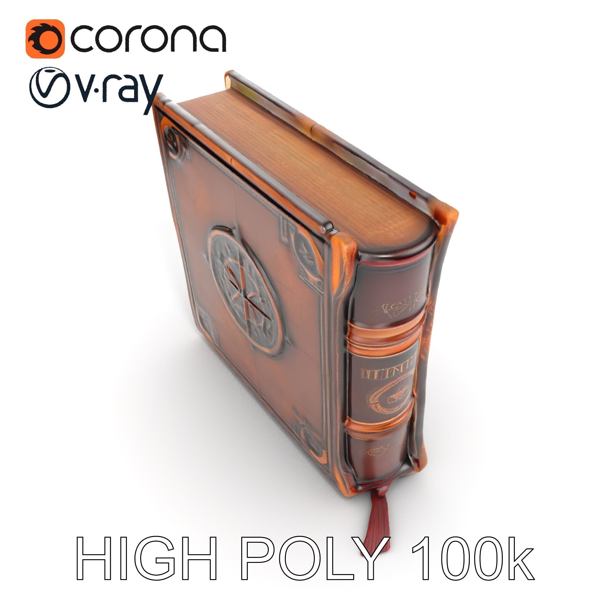Ancient Leather Bound Book Model Pack Low-poly 3D model_11