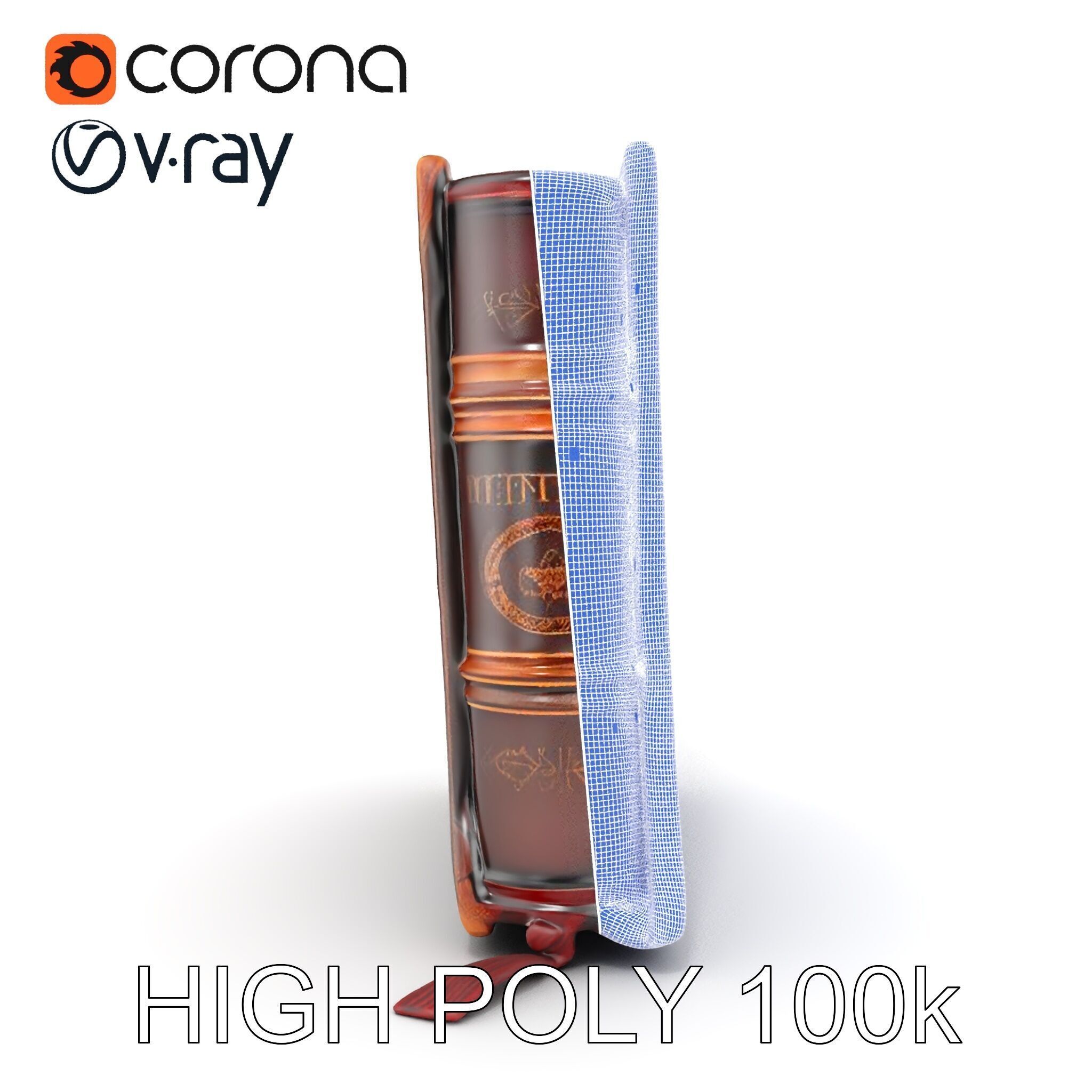 Ancient Leather Bound Book Model Pack Low-poly 3D model_25