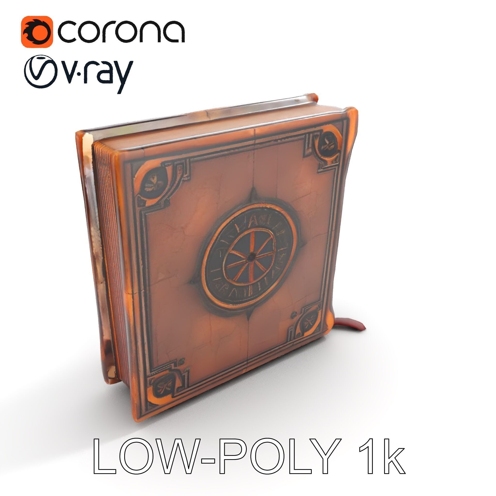 Ancient Leather Bound Book Model Pack Low-poly 3D model_8
