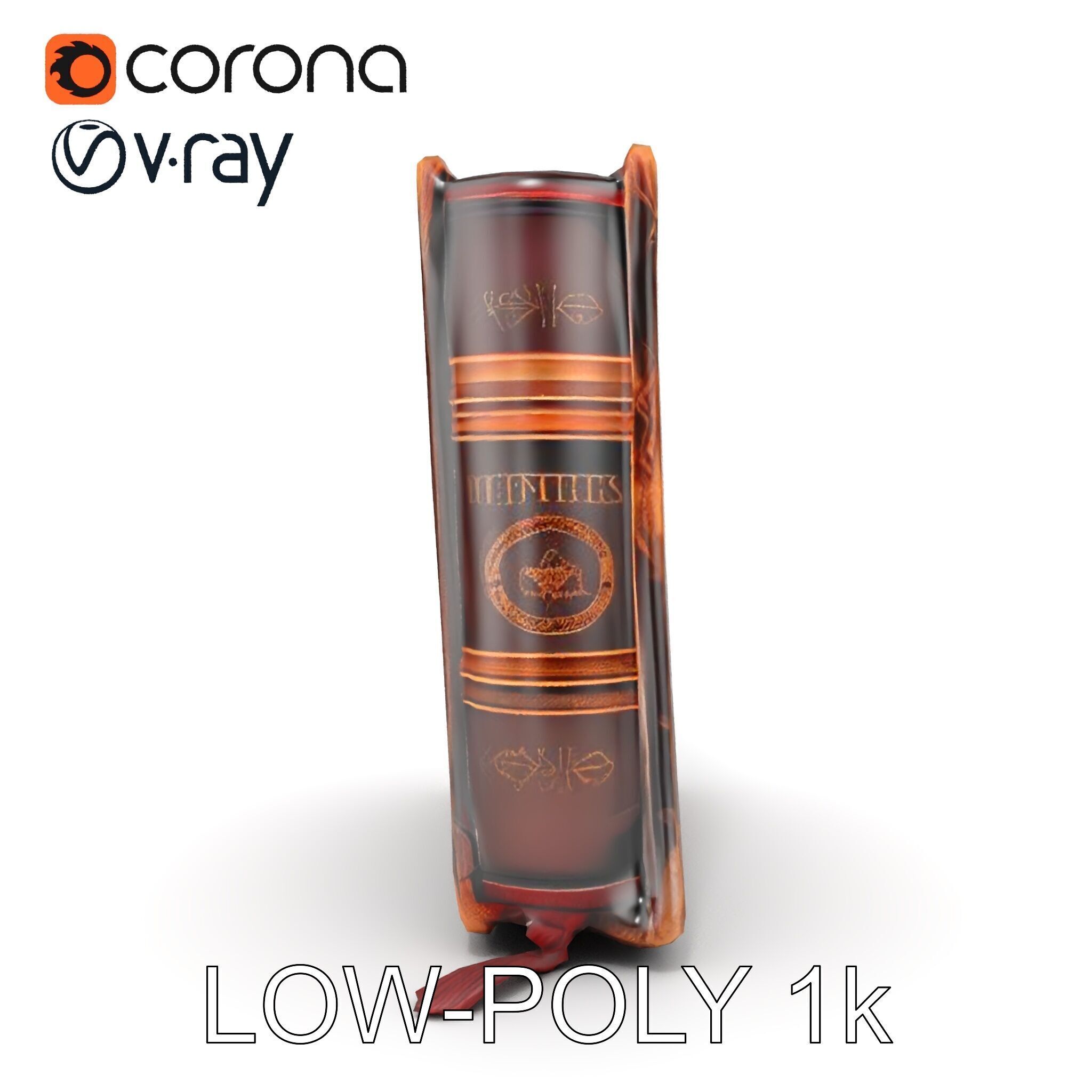 Ancient Leather Bound Book Model Pack Low-poly 3D model_27