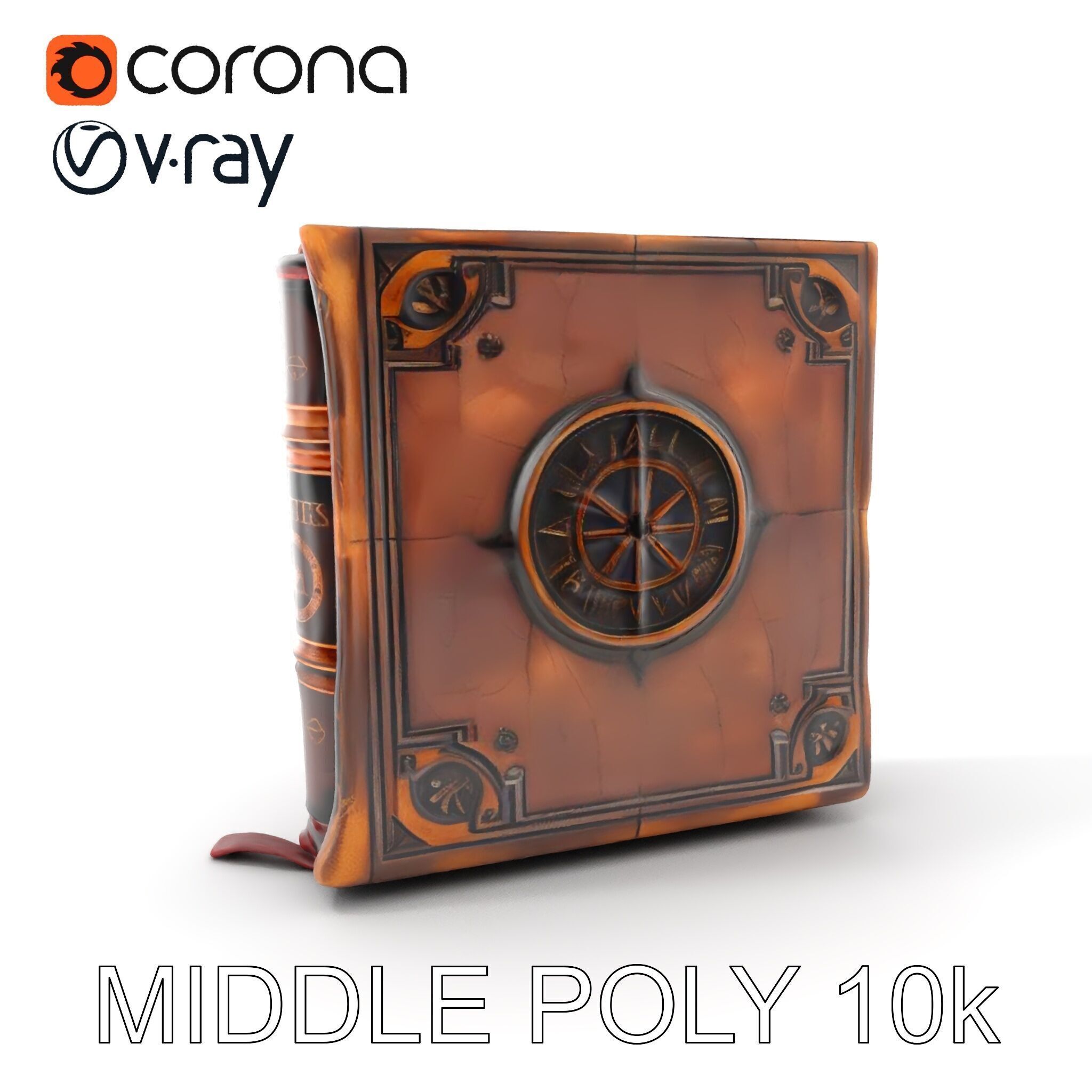 Ancient Leather Bound Book Model Pack Low-poly 3D model_9
