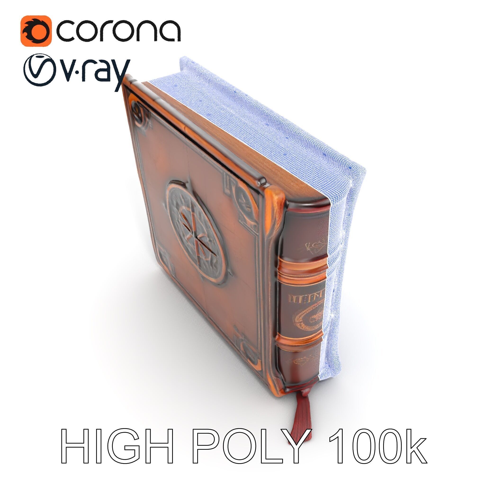 Ancient Leather Bound Book Model Pack Low-poly 3D model_36