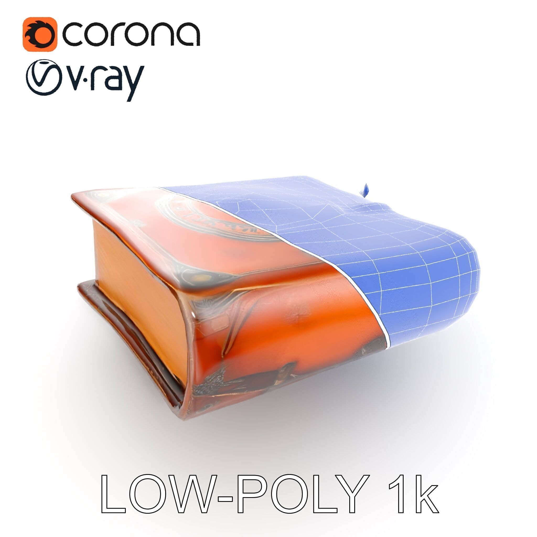 Ancient Leather Bound Book Model Pack Low-poly 3D model_32