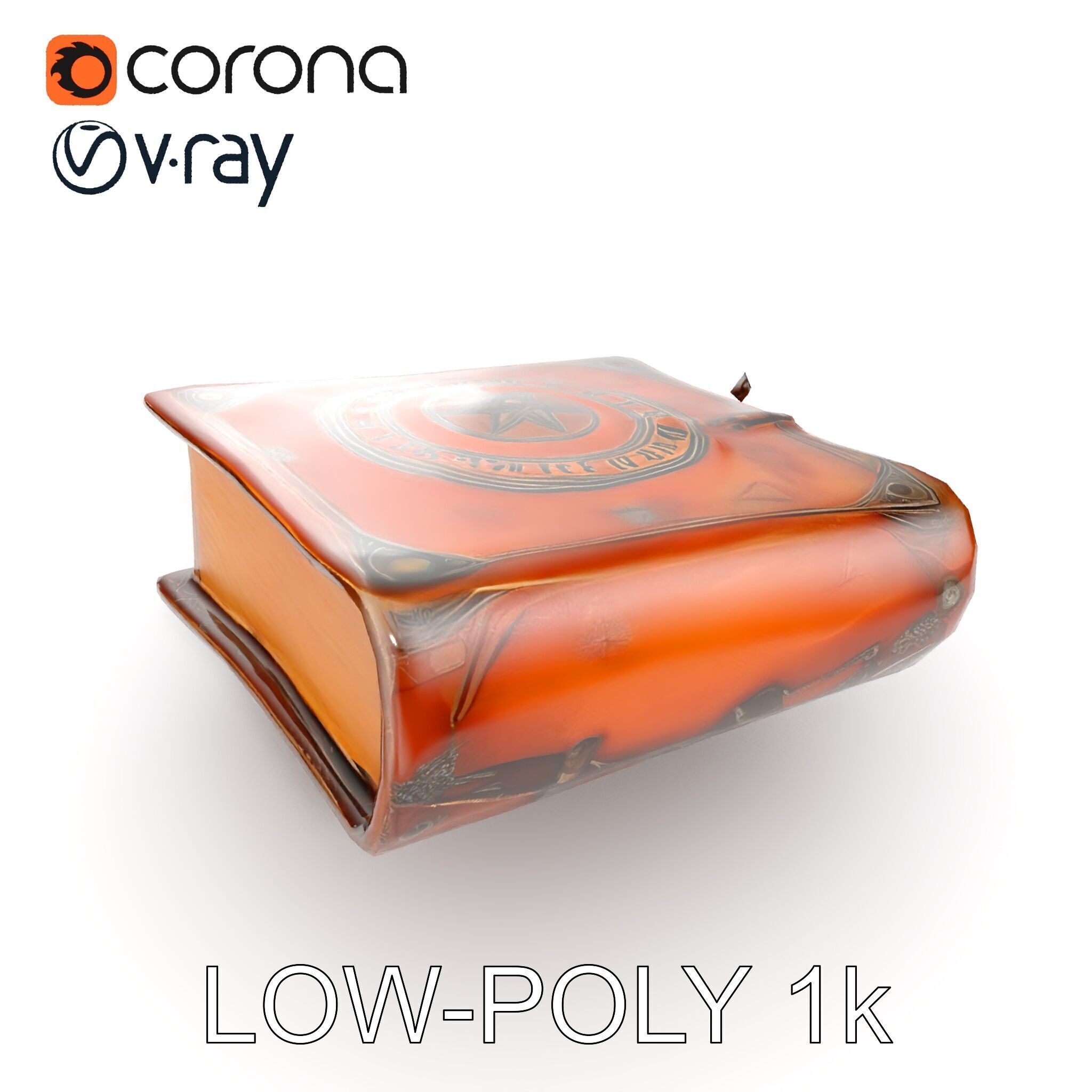 Ancient Leather Bound Book Model Pack Low-poly 3D model_8