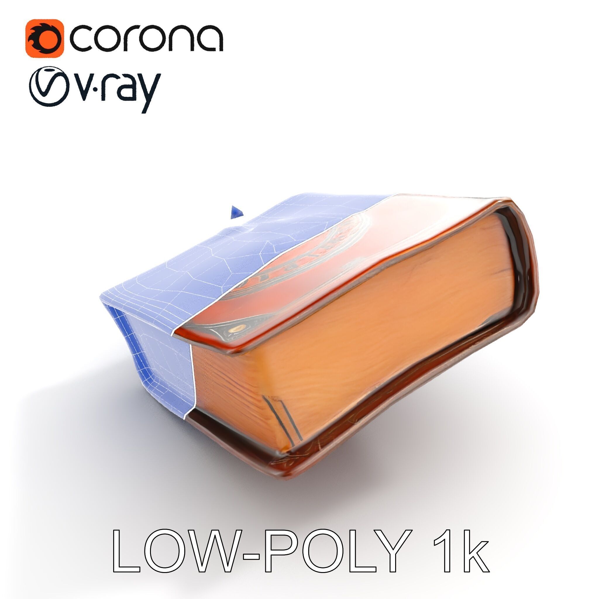 Ancient Leather Bound Book Model Pack Low-poly 3D model_29