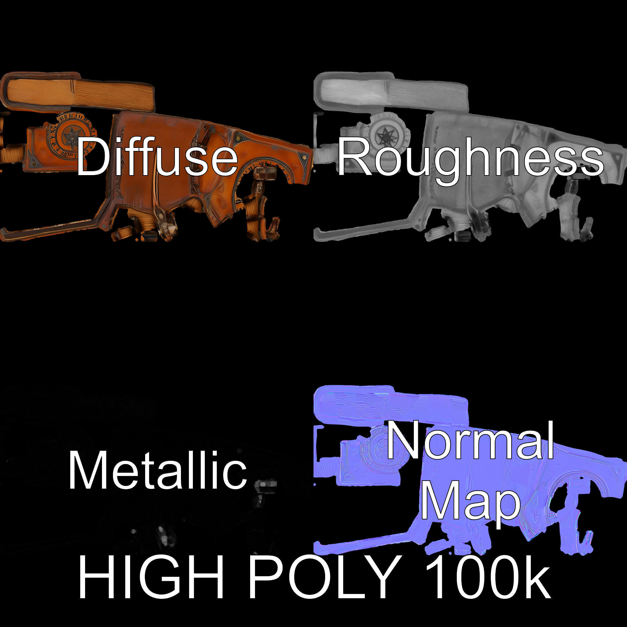 Ancient Leather Bound Book Model Pack Low-poly 3D model_4