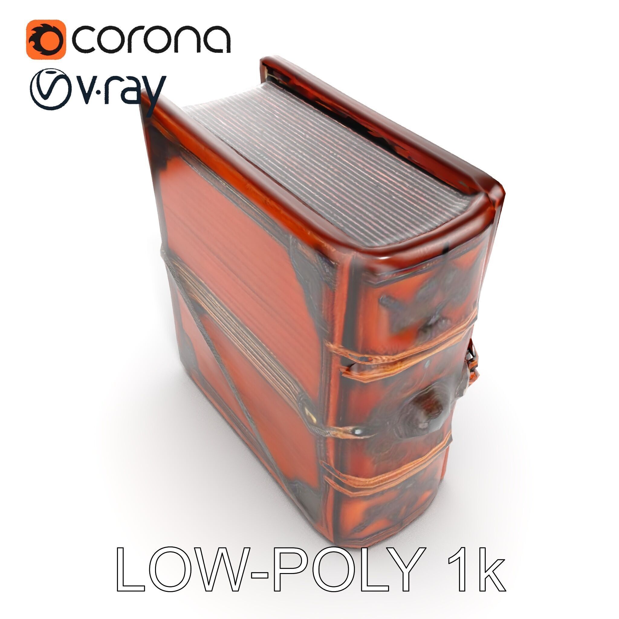 Ornate Medieval Book Model Pack with Detailed Carved Cover Low-poly 3D model_20