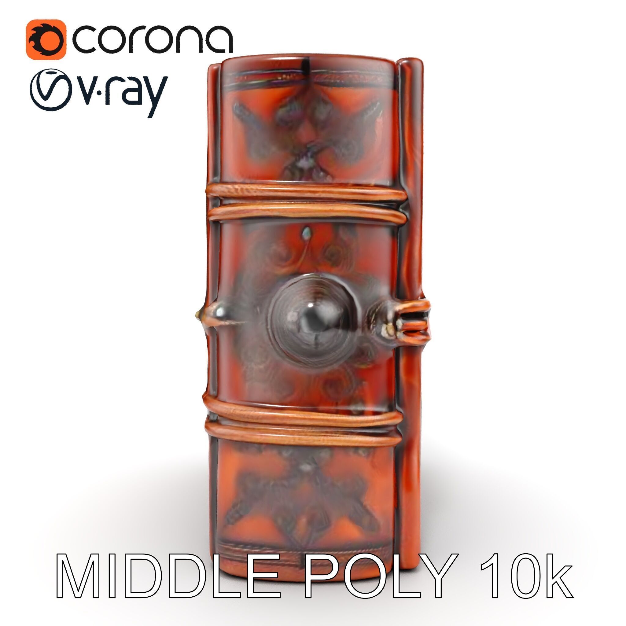 Ornate Medieval Book Model Pack with Detailed Carved Cover Low-poly 3D model_6