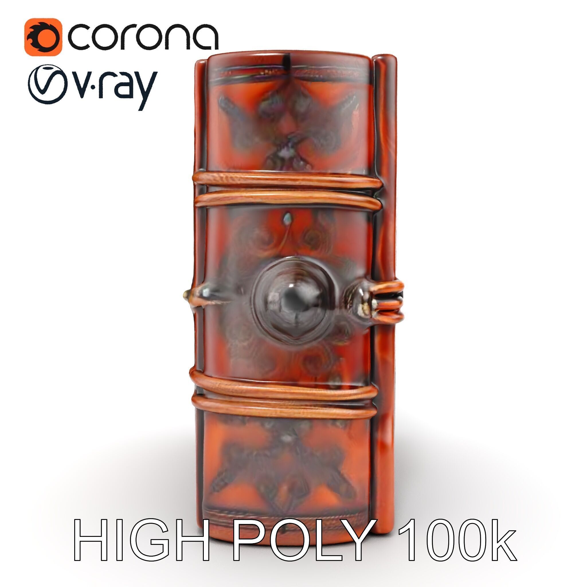 Ornate Medieval Book Model Pack with Detailed Carved Cover Low-poly 3D model_18