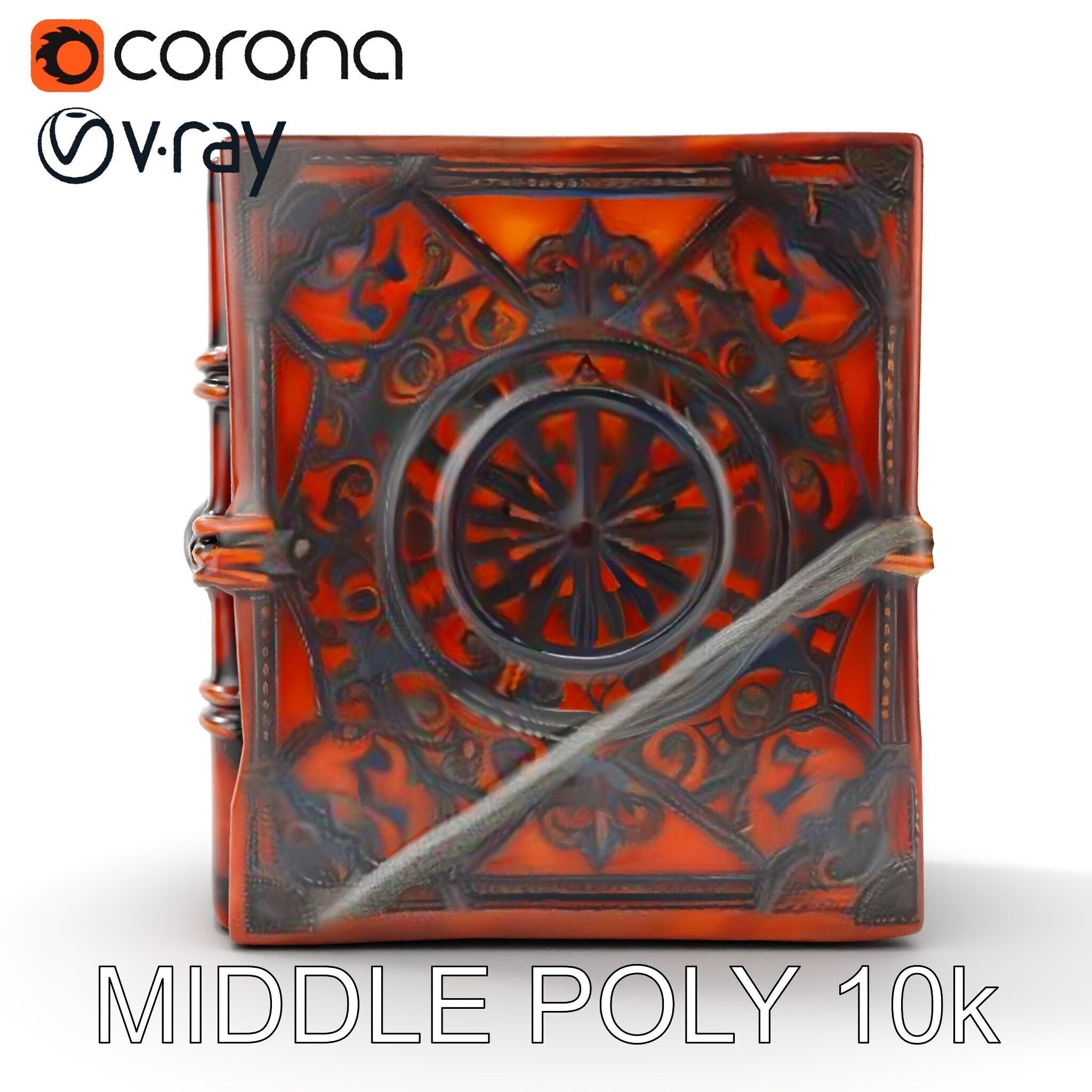 Ornate Medieval Book Model Pack with Detailed Carved Cover Low-poly 3D model_19