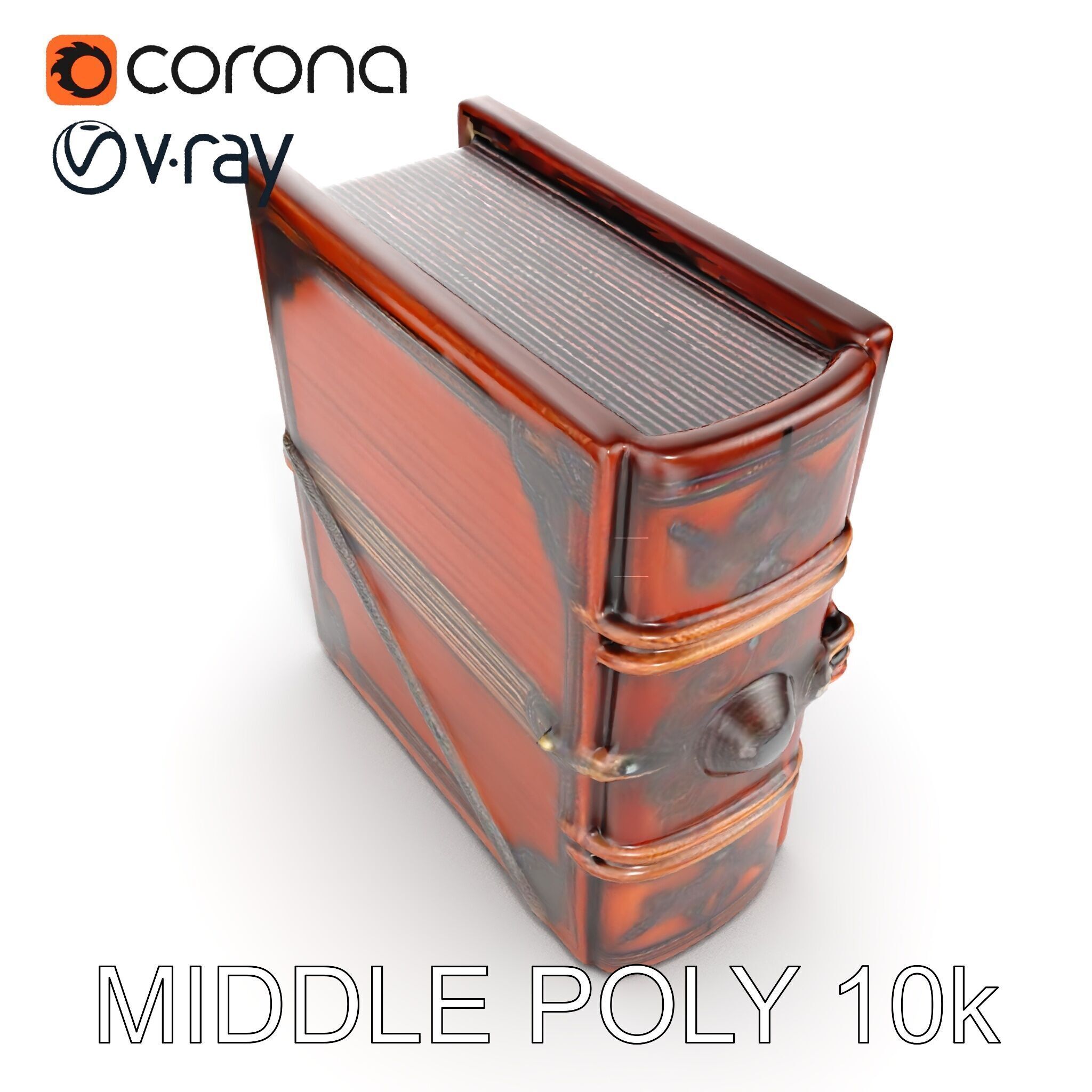 Ornate Medieval Book Model Pack with Detailed Carved Cover Low-poly 3D model_8