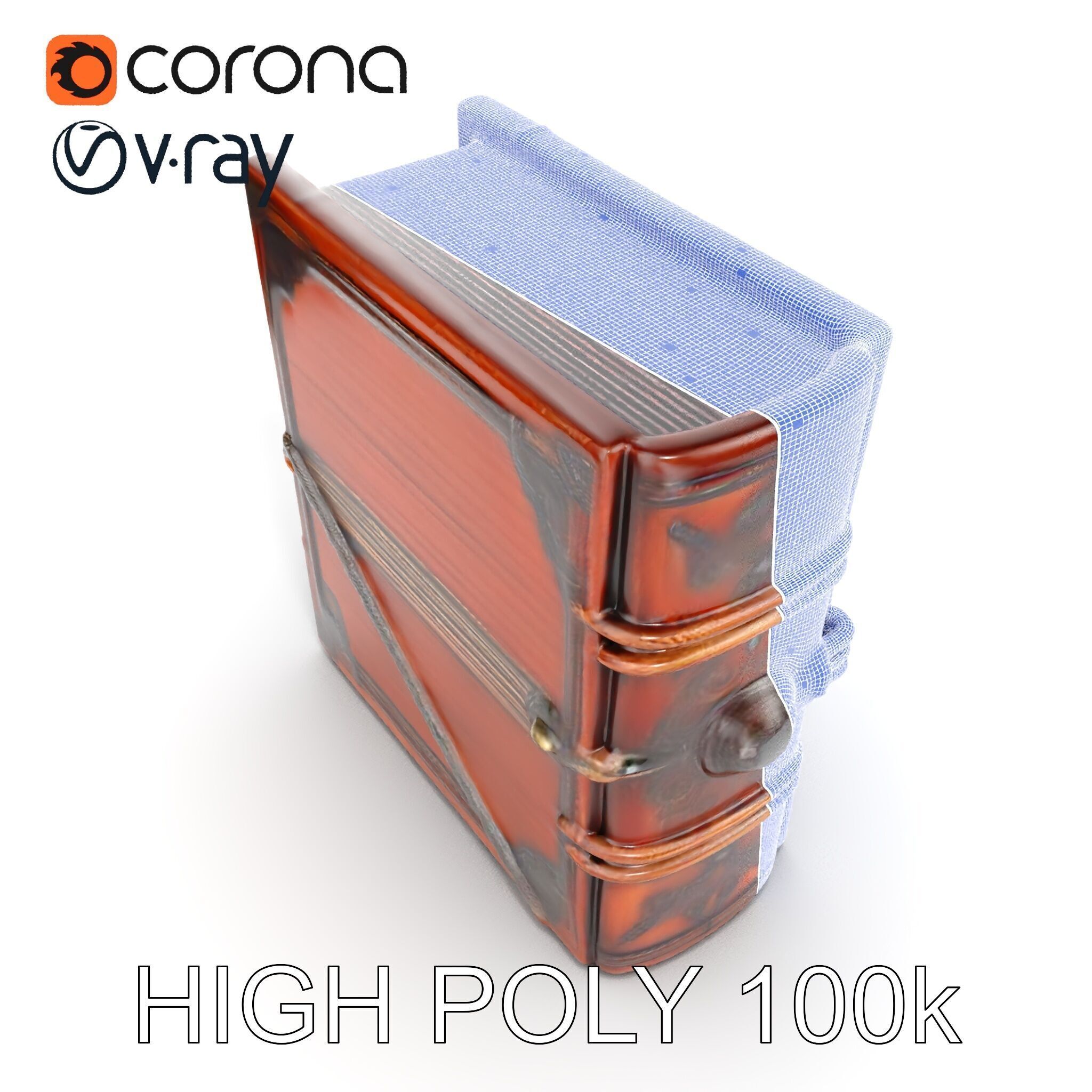 Ornate Medieval Book Model Pack with Detailed Carved Cover Low-poly 3D model_21