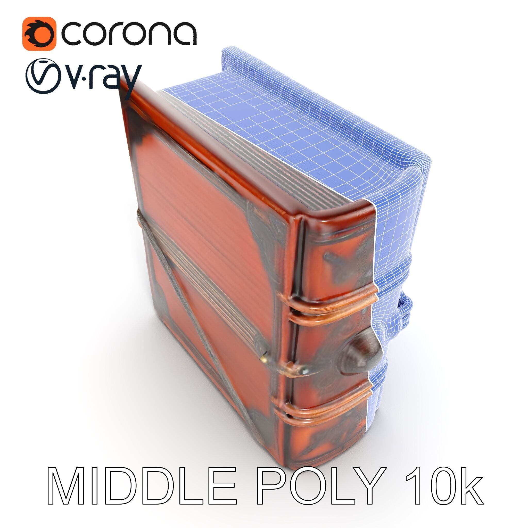 Ornate Medieval Book Model Pack with Detailed Carved Cover Low-poly 3D model_31