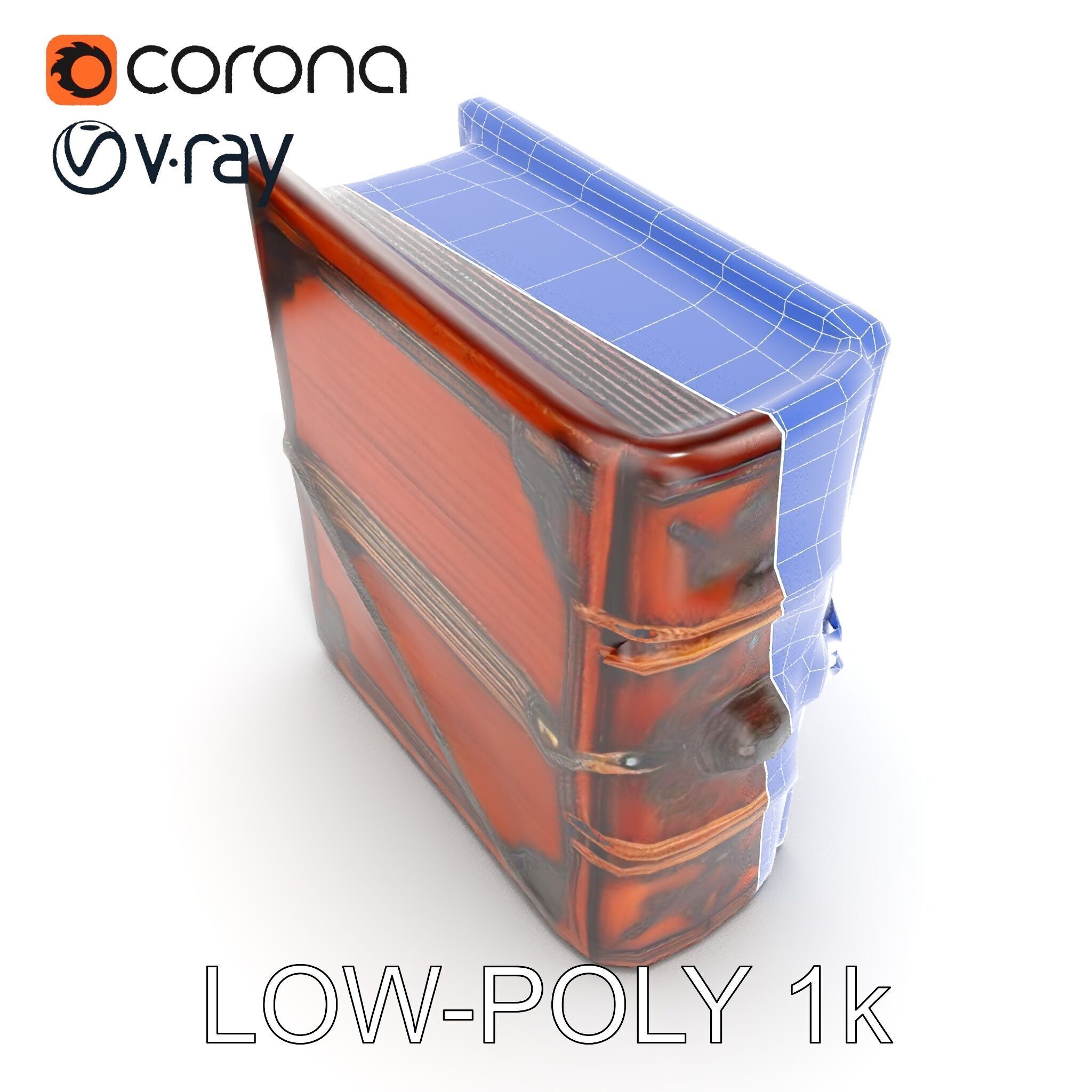 Ornate Medieval Book Model Pack with Detailed Carved Cover Low-poly 3D model_29