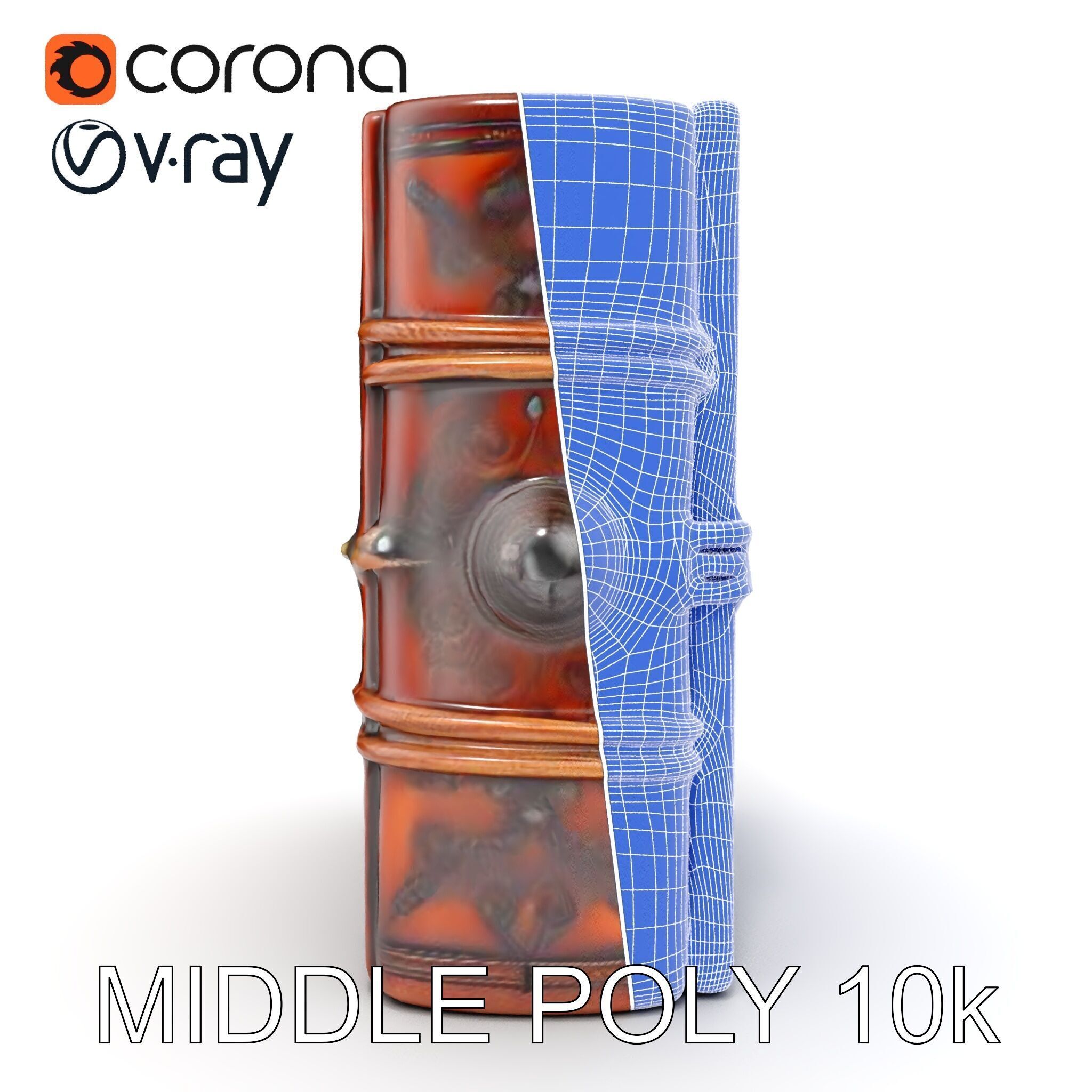 Ornate Medieval Book Model Pack with Detailed Carved Cover Low-poly 3D model_25