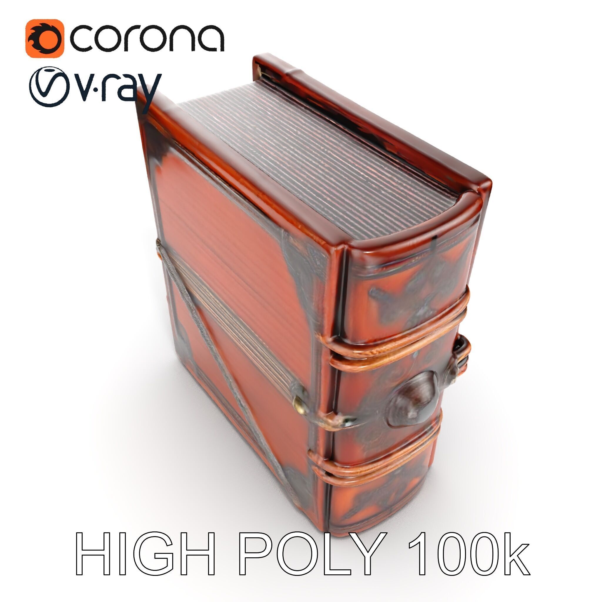 Ornate Medieval Book Model Pack with Detailed Carved Cover Low-poly 3D model_13