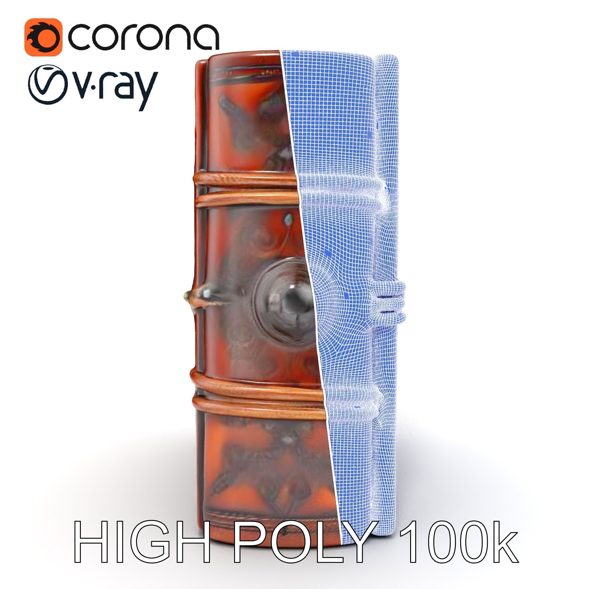 Ornate Medieval Book Model Pack with Detailed Carved Cover Low-poly 3D model_35