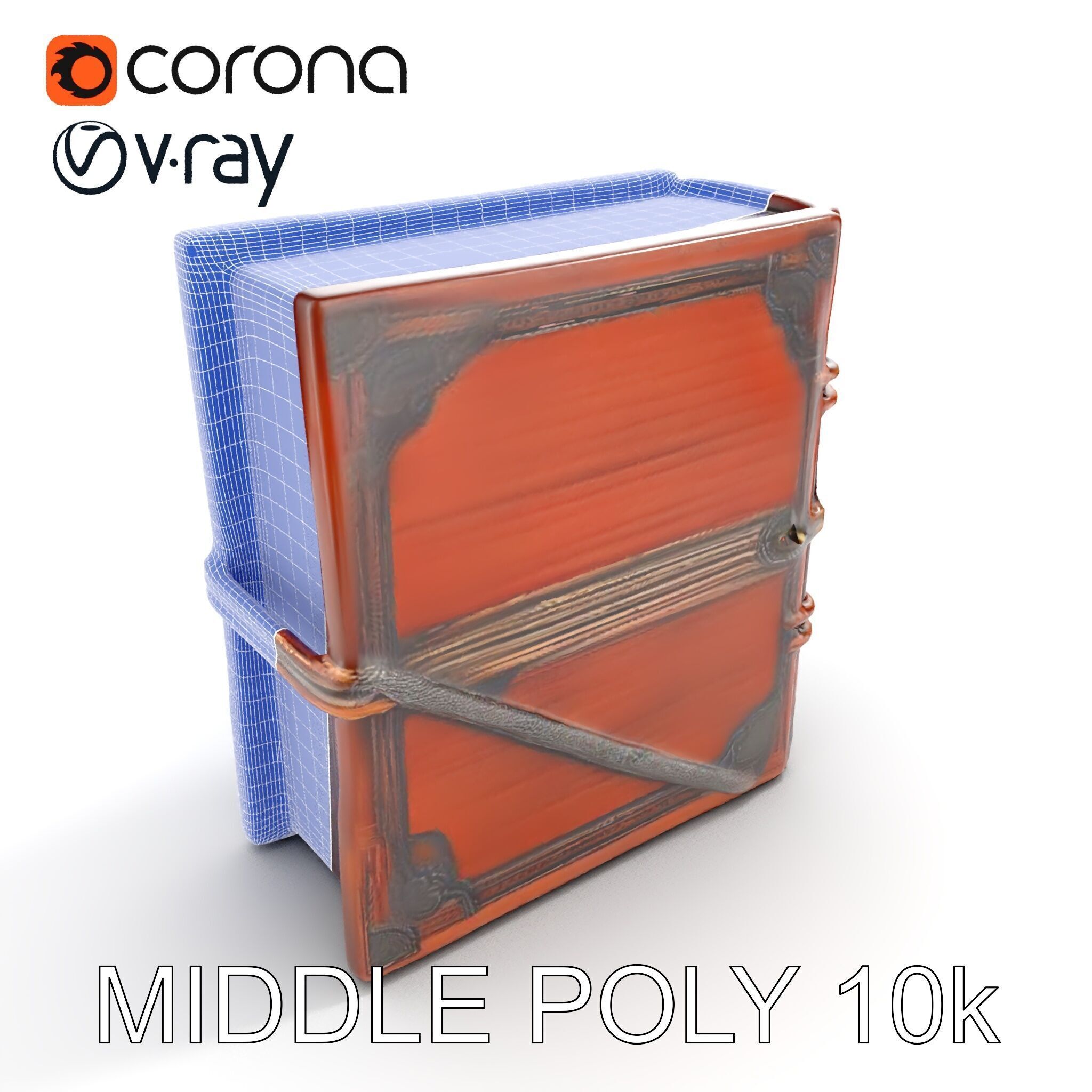 Ornate Medieval Book Model Pack with Detailed Carved Cover Low-poly 3D model_22