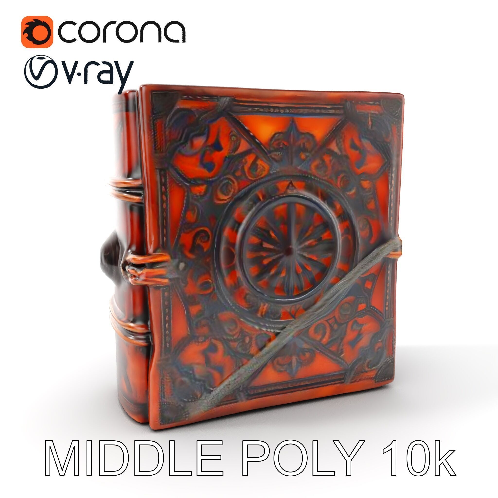 Ornate Medieval Book Model Pack with Detailed Carved Cover Low-poly 3D model_14
