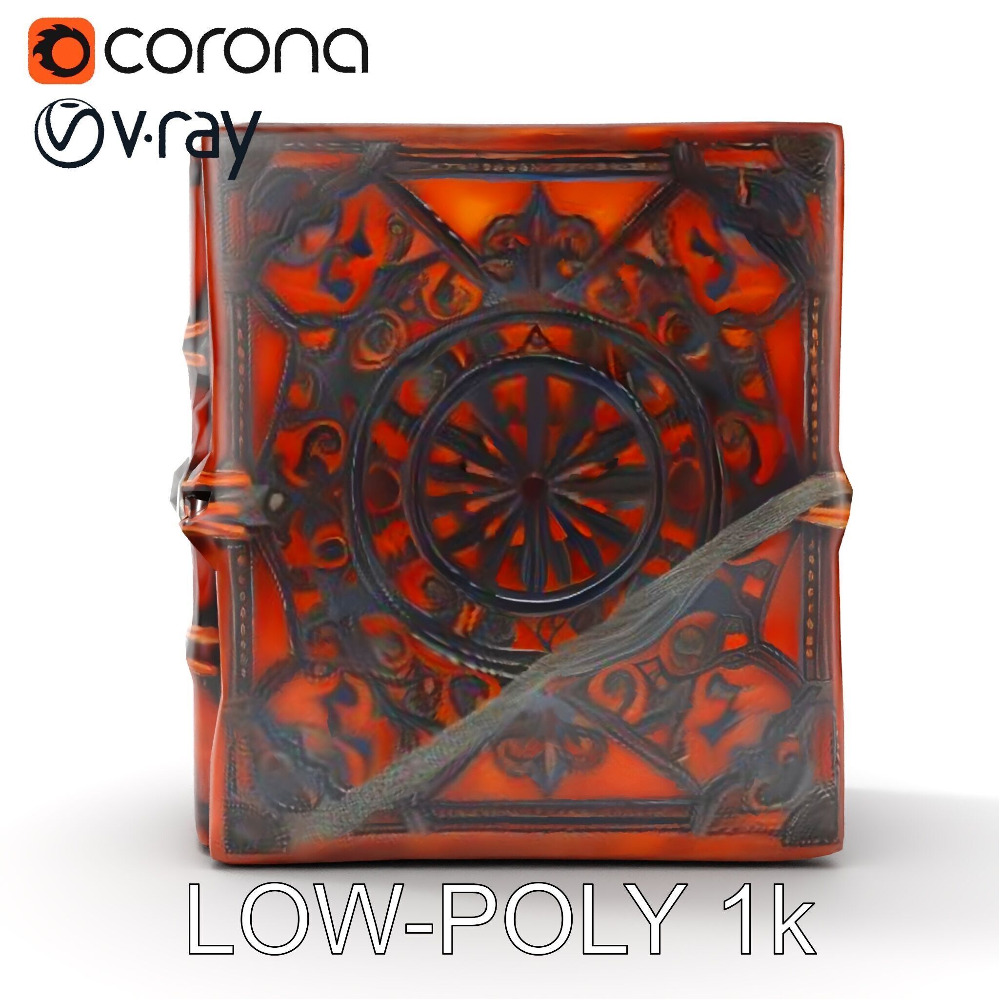 Ornate Medieval Book Model Pack with Detailed Carved Cover Low-poly 3D model_7