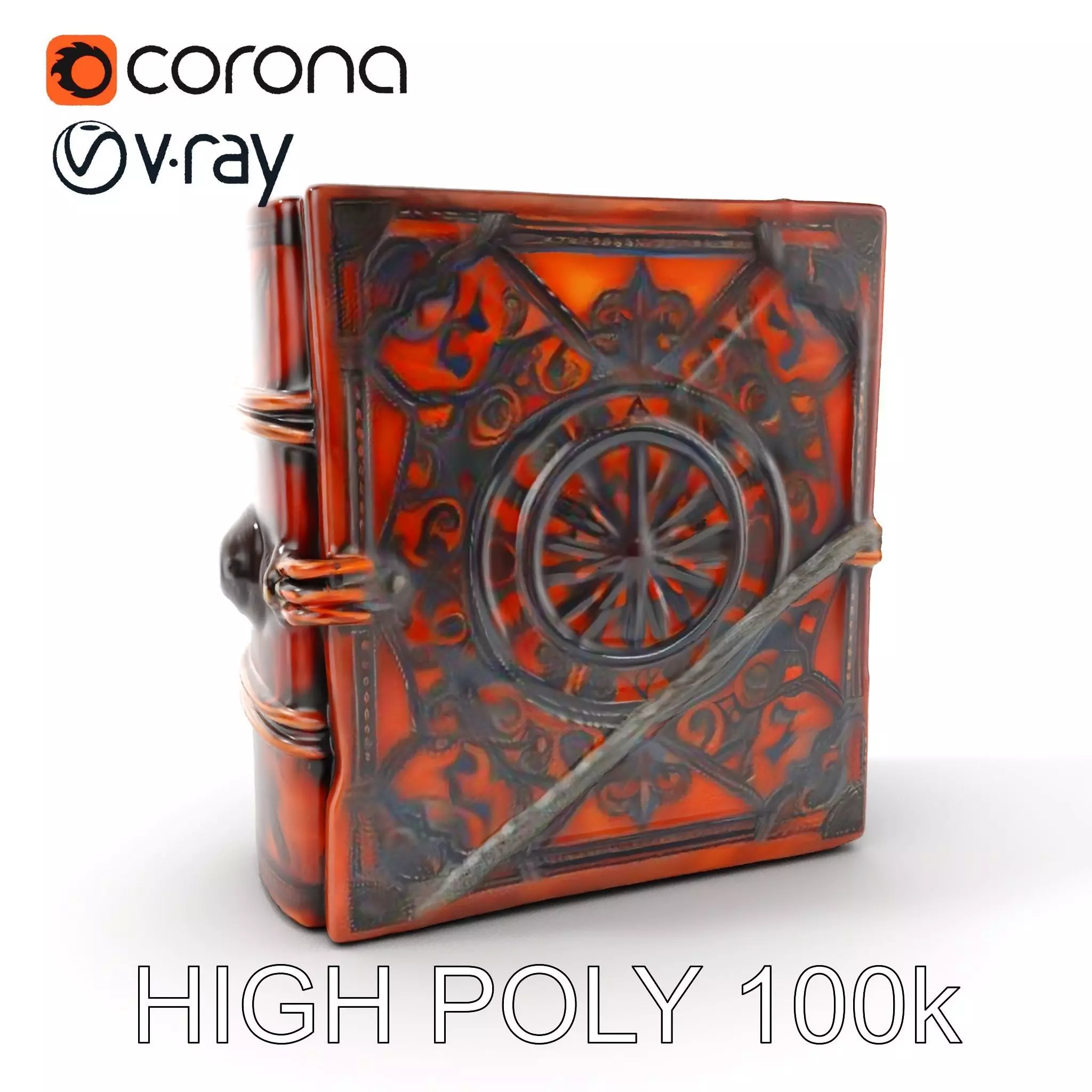 Ornate Medieval Book Model Pack with Detailed Carved Cover Low-poly 3D model_0