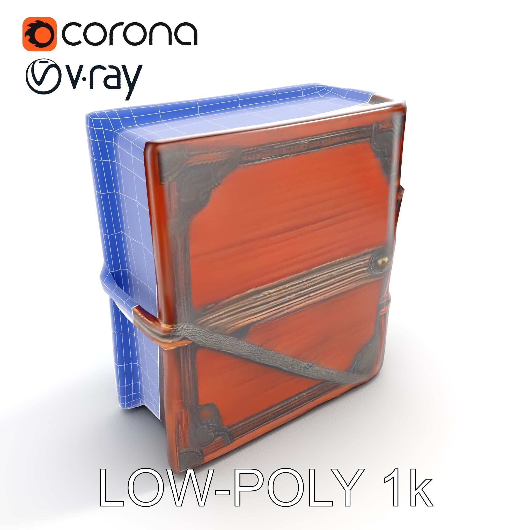 Ornate Medieval Book Model Pack with Detailed Carved Cover Low-poly 3D model_23