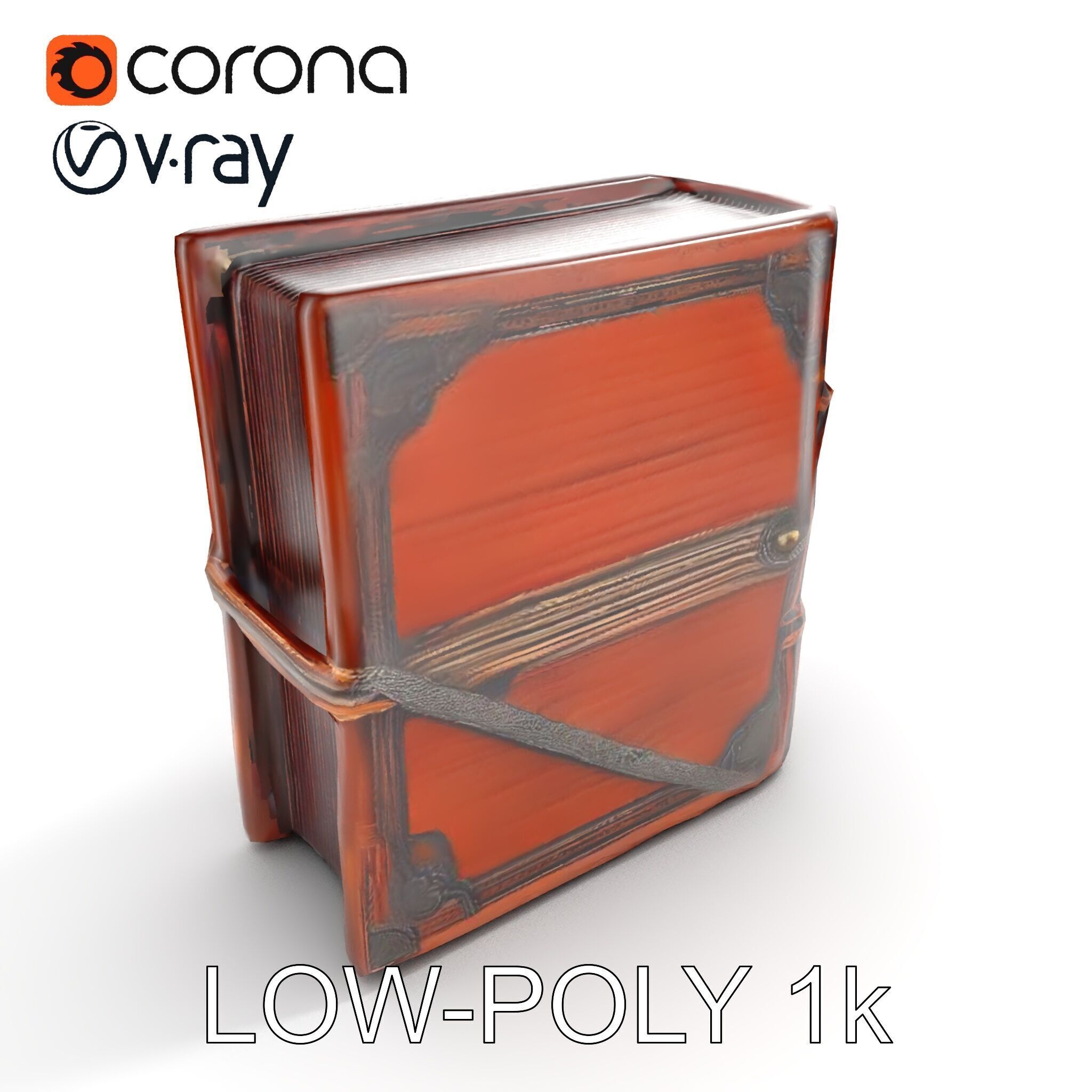 Ornate Medieval Book Model Pack with Detailed Carved Cover Low-poly 3D model_12