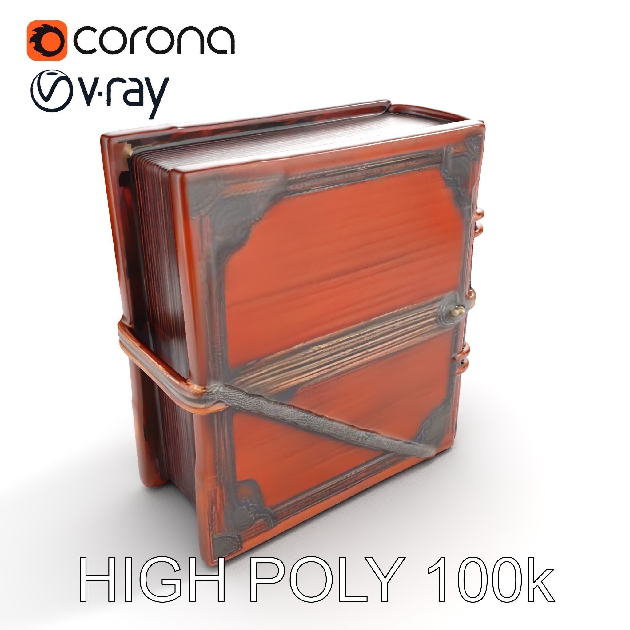 Ornate Medieval Book Model Pack with Detailed Carved Cover Low-poly 3D model_10