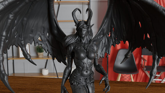 Dark angel Queen  High-Detail 3D Printable Fantasy Model 3D print model