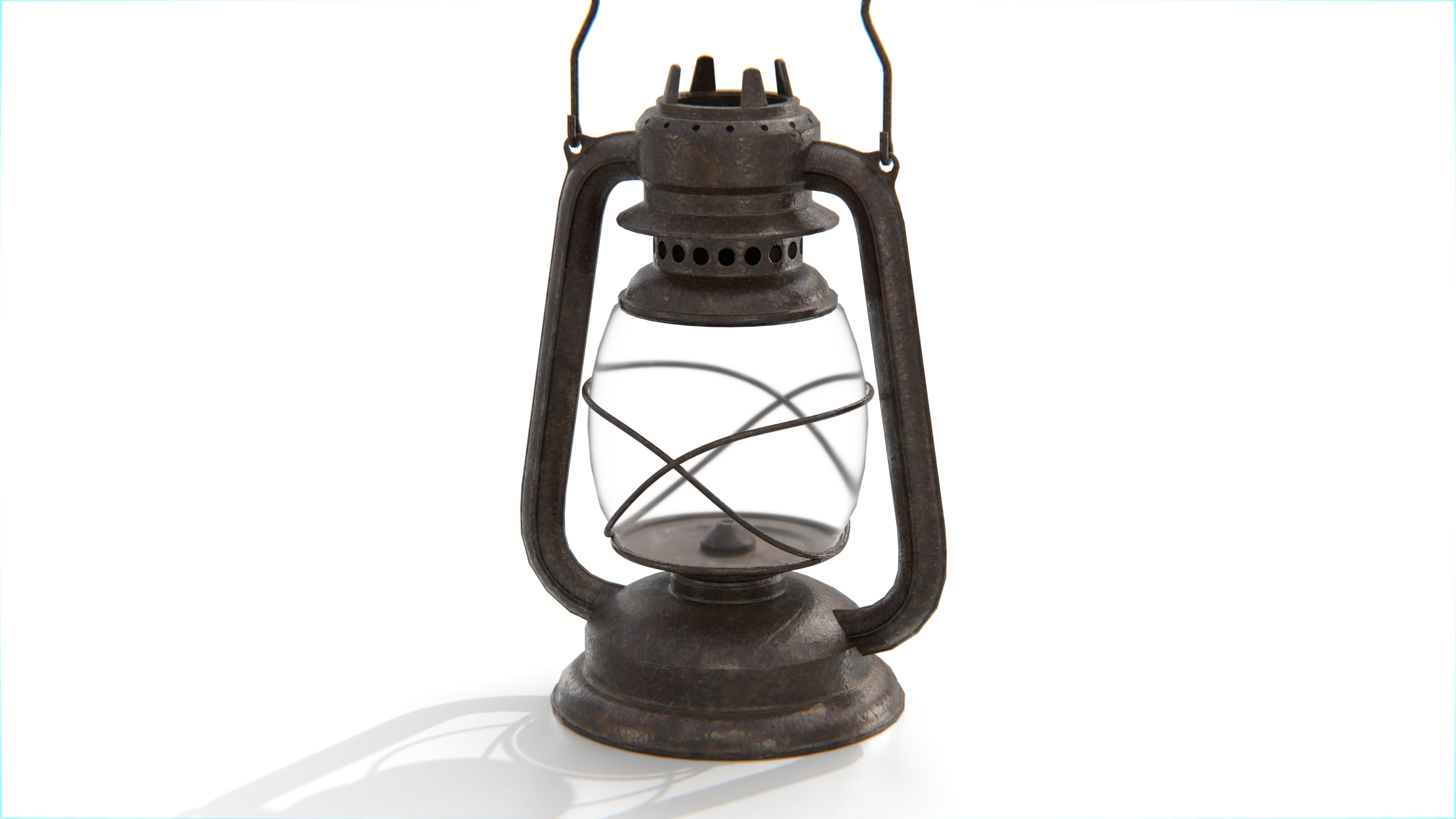 Rusty Vintage Kerosene Lantern Low-poly 3D model_7