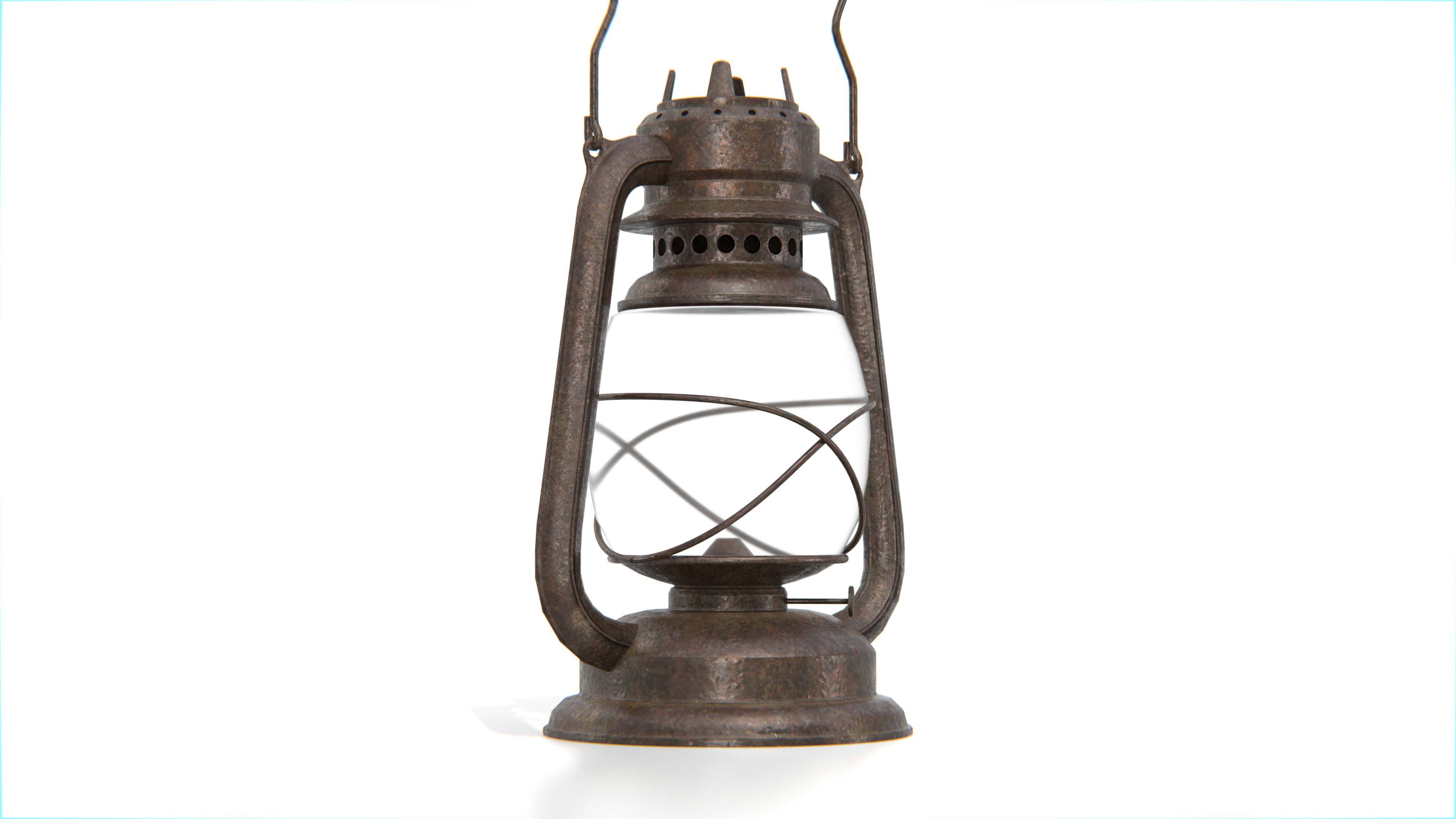 Rusty Vintage Kerosene Lantern Low-poly 3D model_3