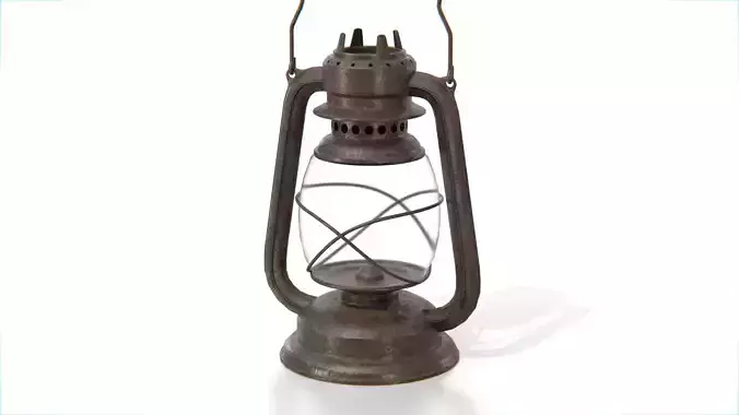 Rusty Vintage Kerosene Lantern Low-poly 3D model