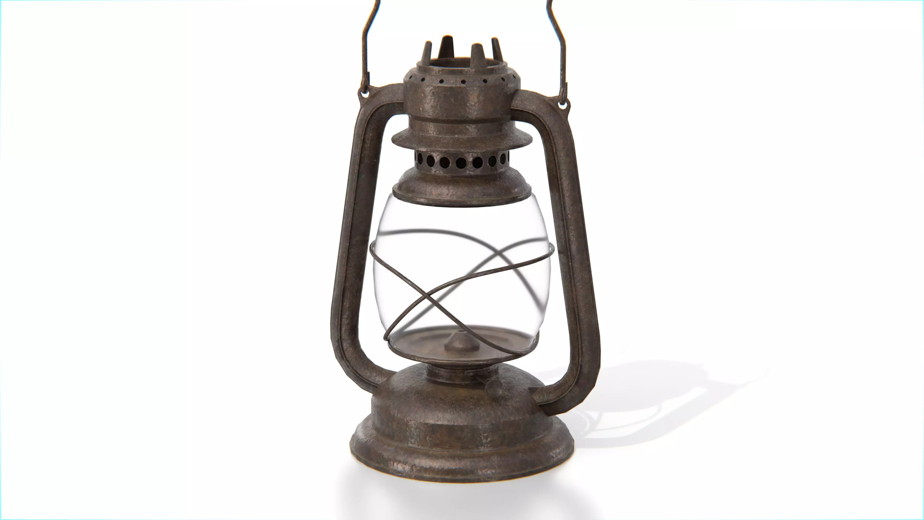 Rusty Vintage Kerosene Lantern Low-poly 3D model_0