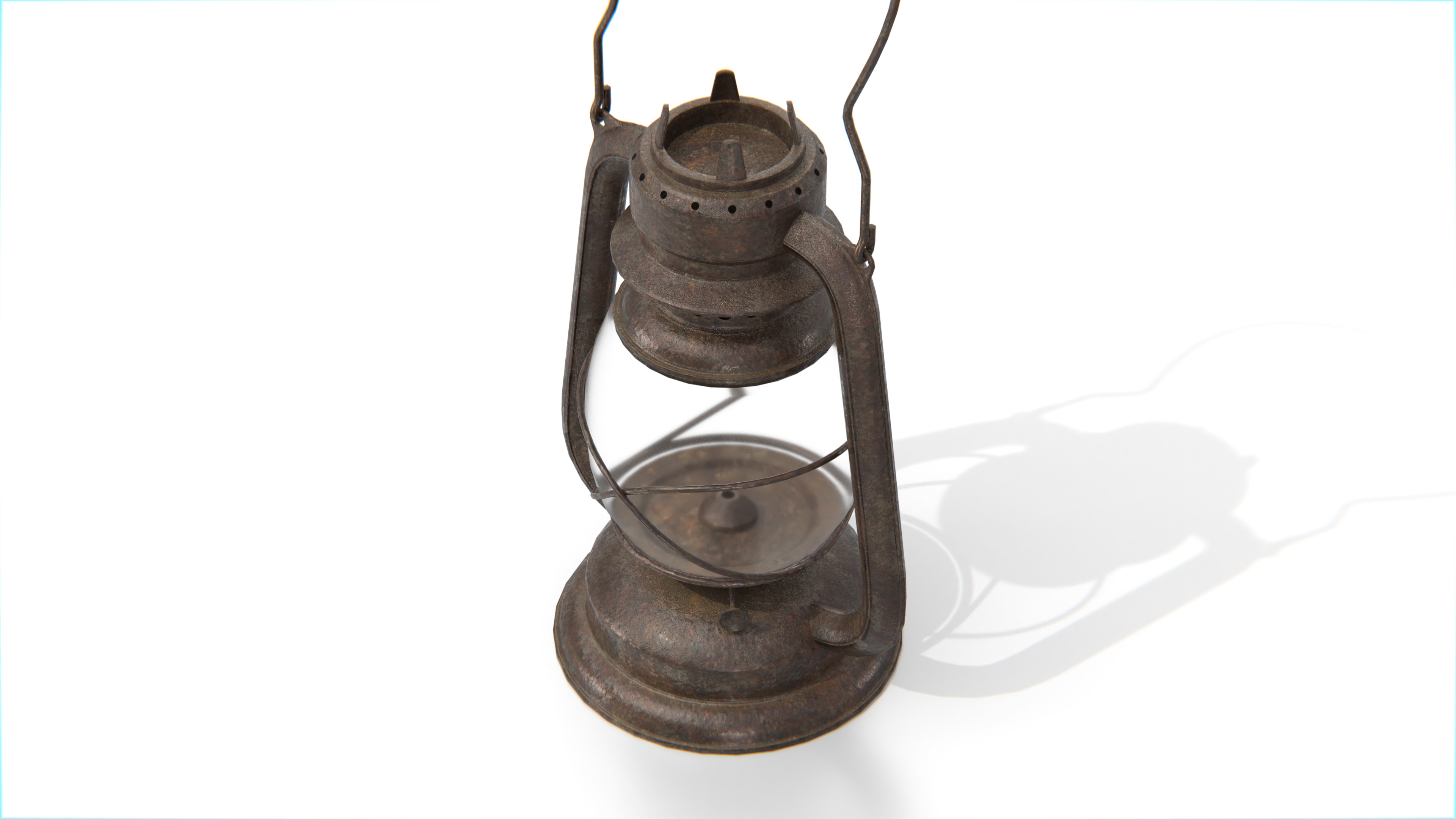 Rusty Vintage Kerosene Lantern Low-poly 3D model_4