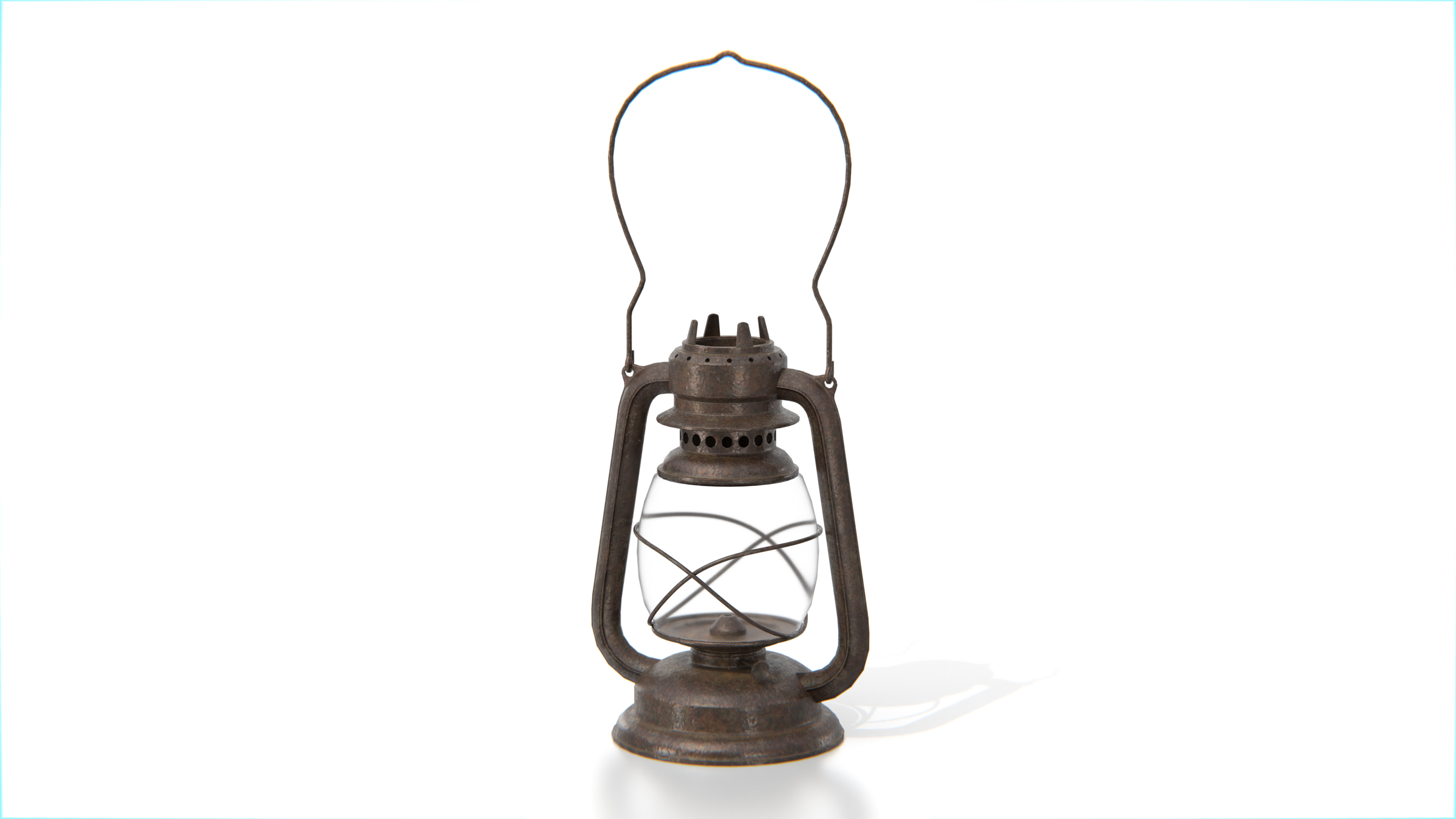 Rusty Vintage Kerosene Lantern Low-poly 3D model_1