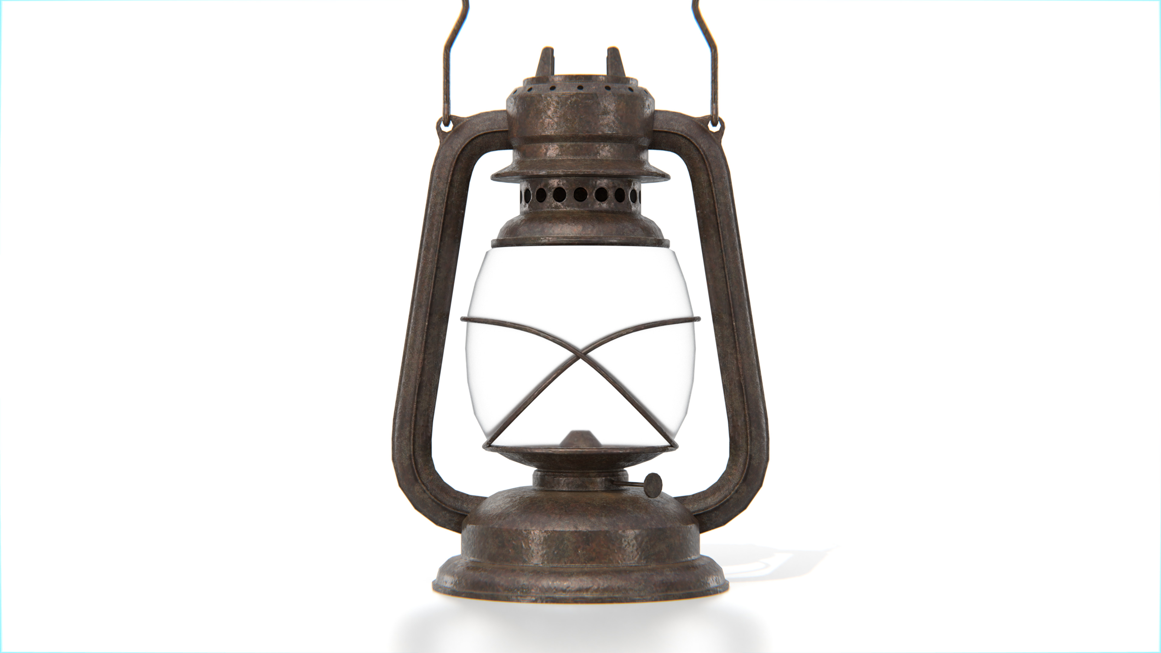 Rusty Vintage Kerosene Lantern Low-poly 3D model_2