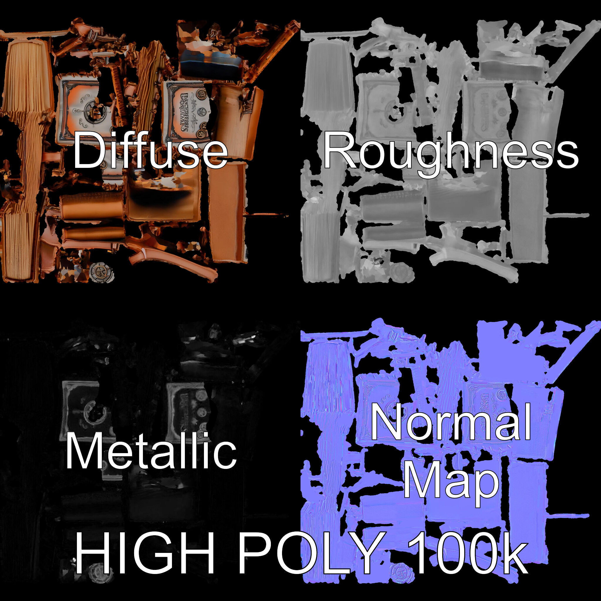 Antique Spellbook Model Pack Low-poly 3D model_4