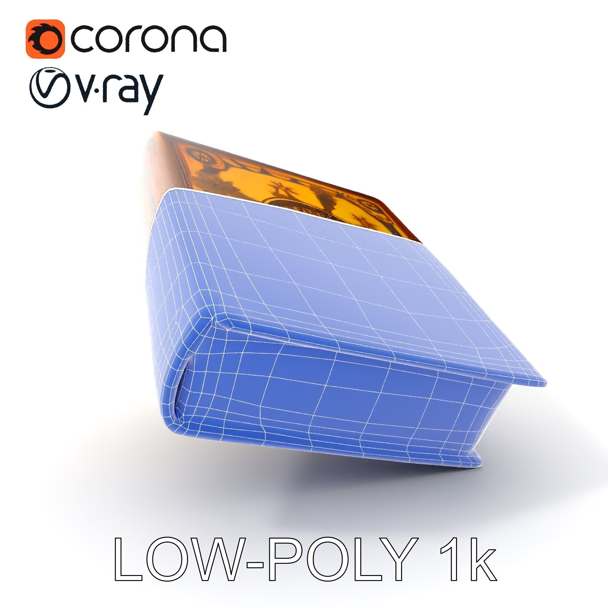 Antique Ornate Book D Model Pack Low-poly 3D model_10