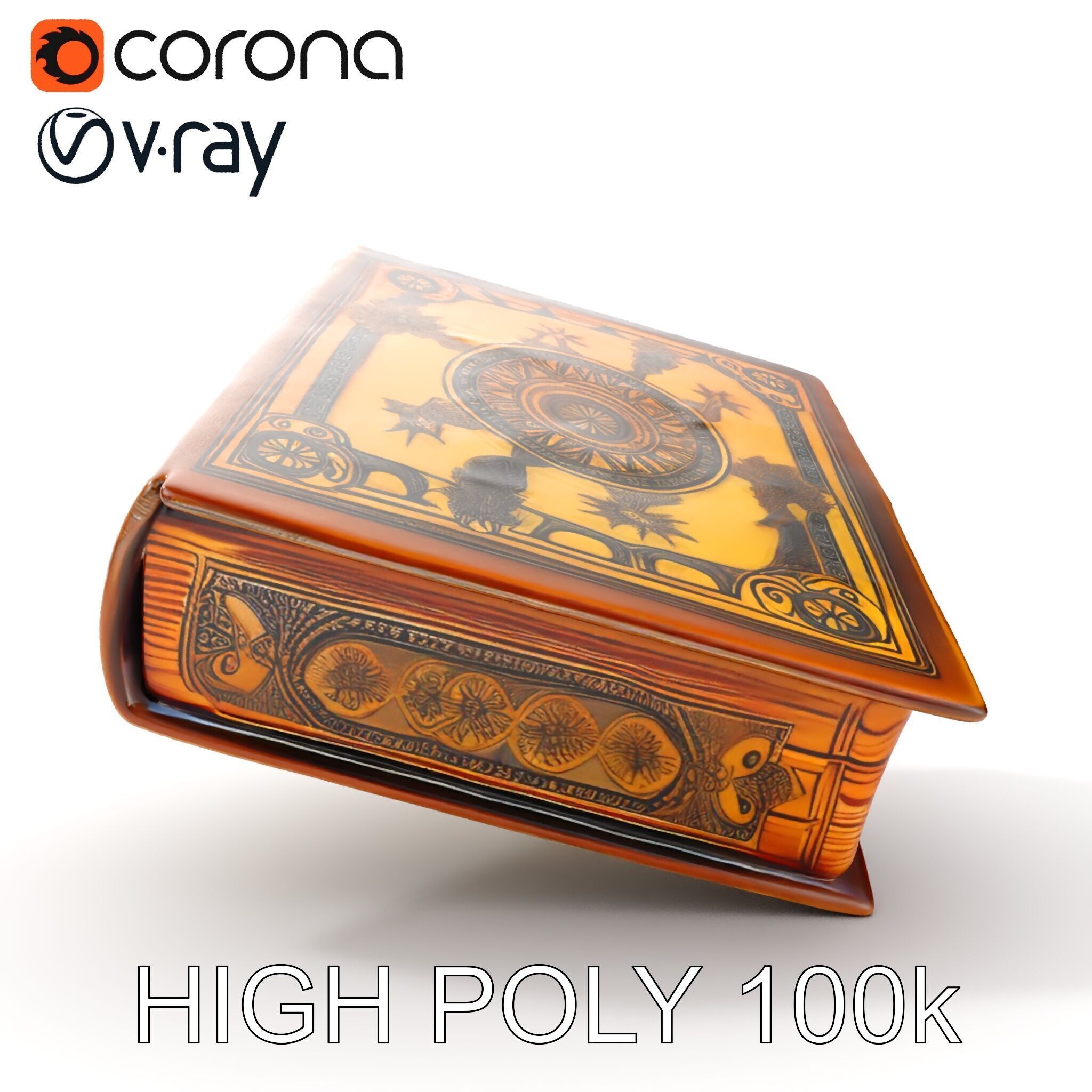 Antique Ornate Book D Model Pack Low-poly 3D model_16