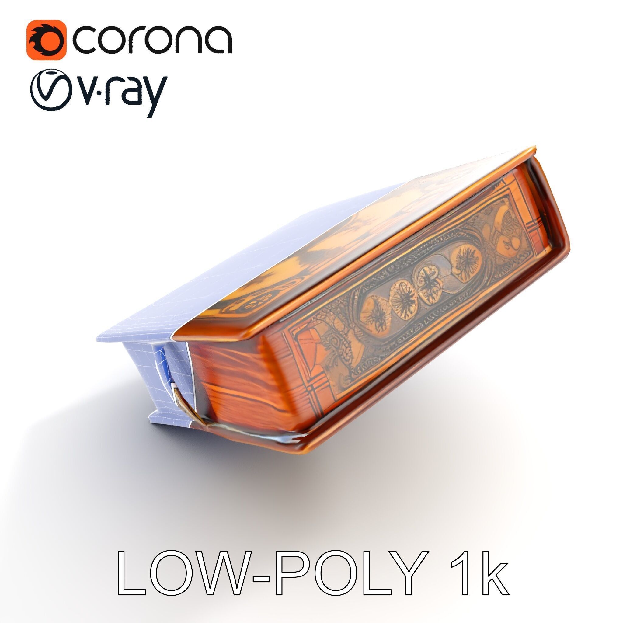 Antique Ornate Book D Model Pack Low-poly 3D model_18