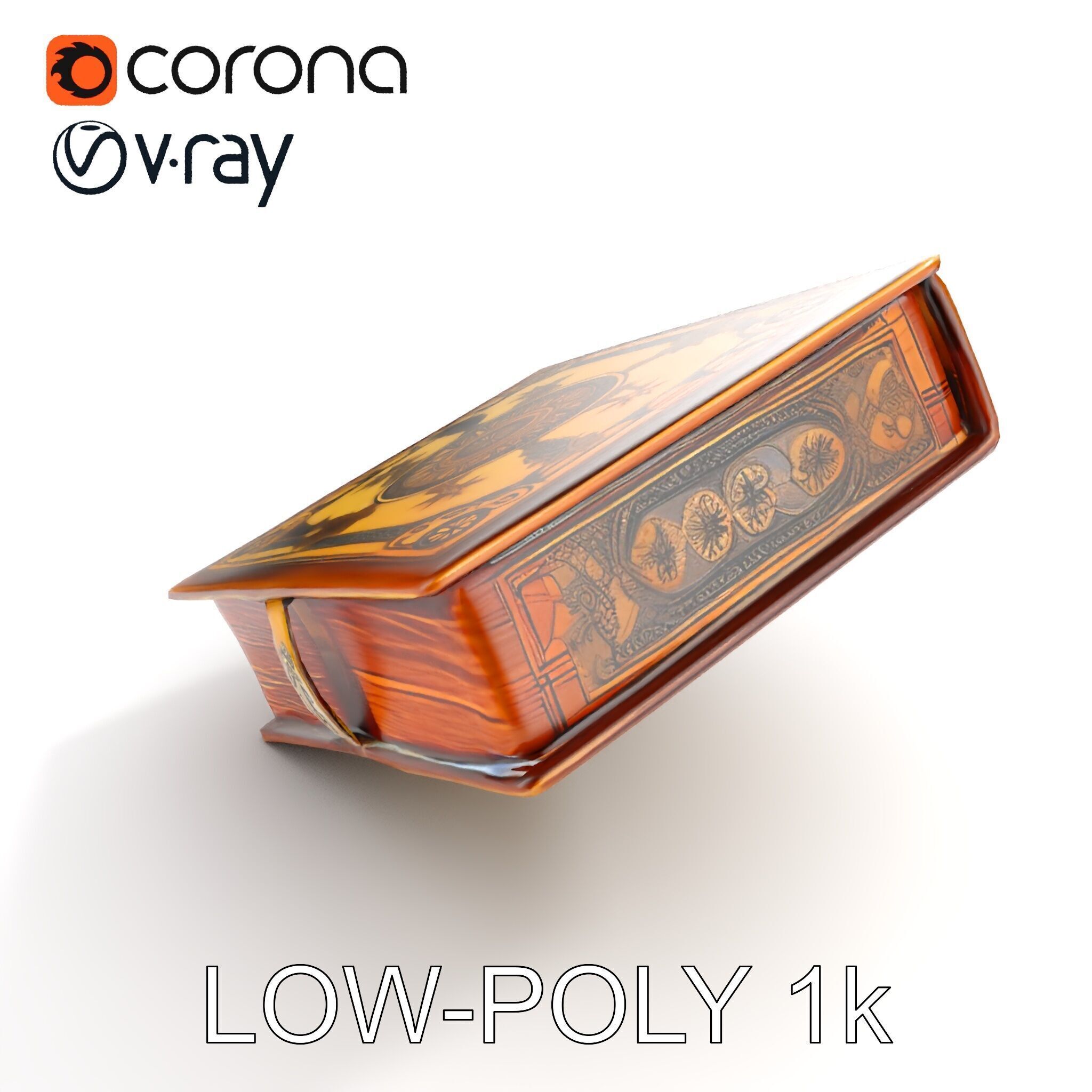 Antique Ornate Book D Model Pack Low-poly 3D model_15