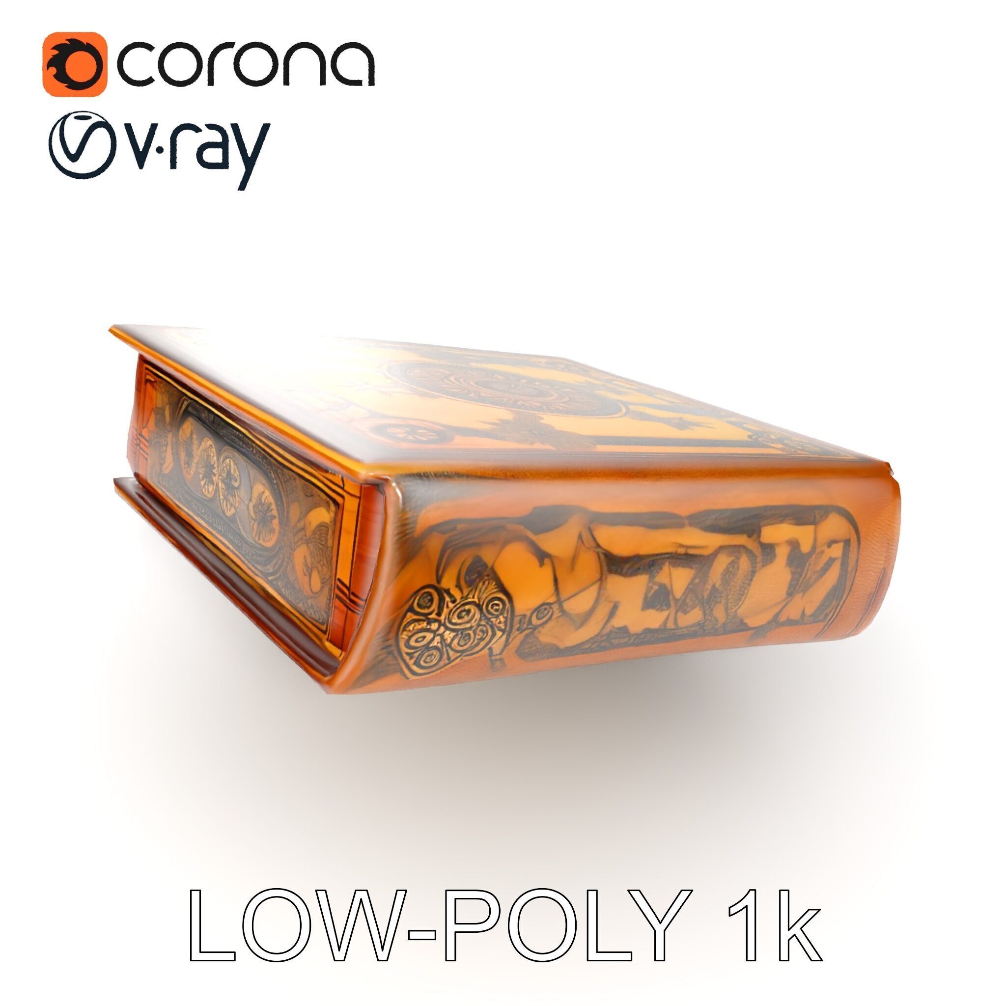Antique Ornate Book D Model Pack Low-poly 3D model_13