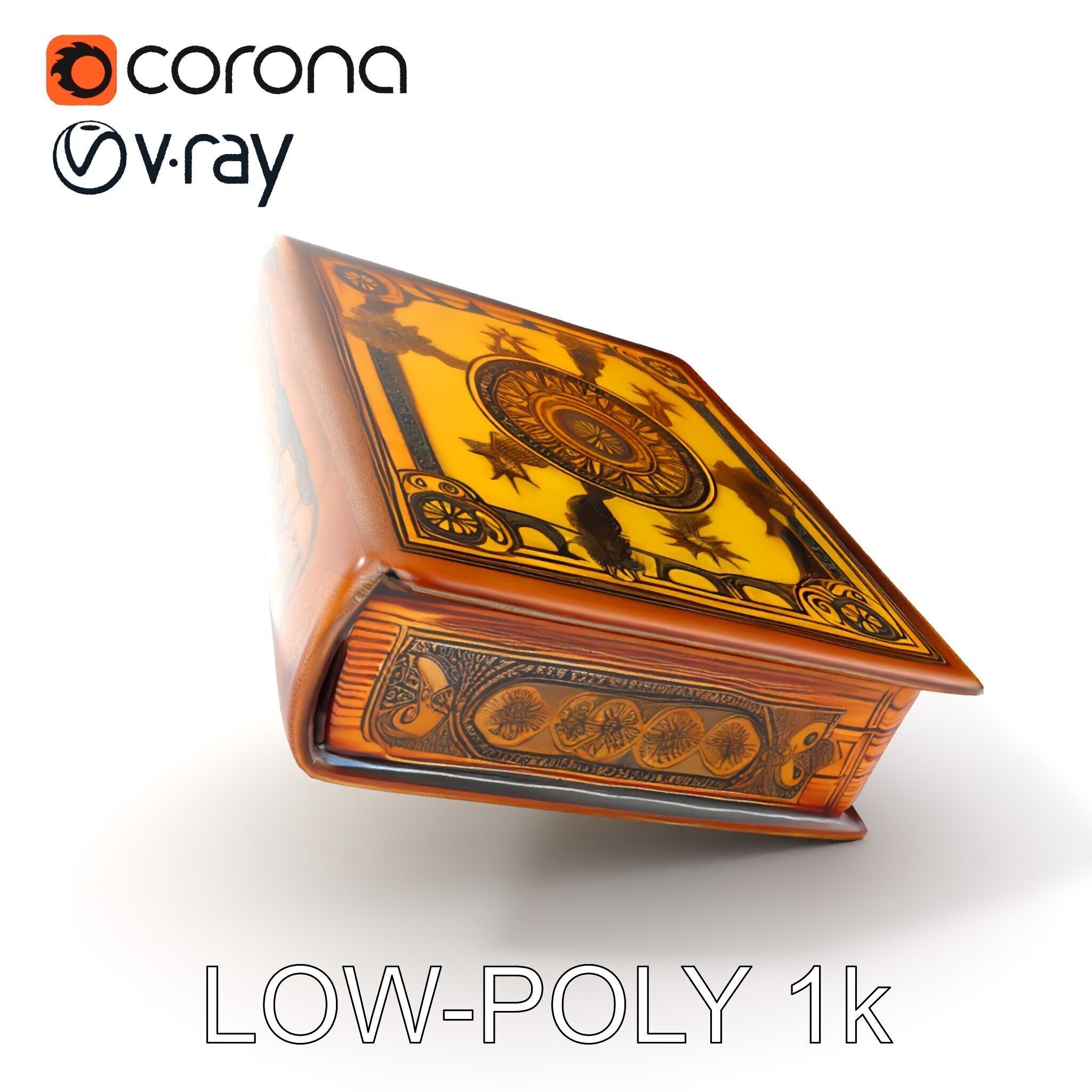 Antique Ornate Book D Model Pack Low-poly 3D model_8