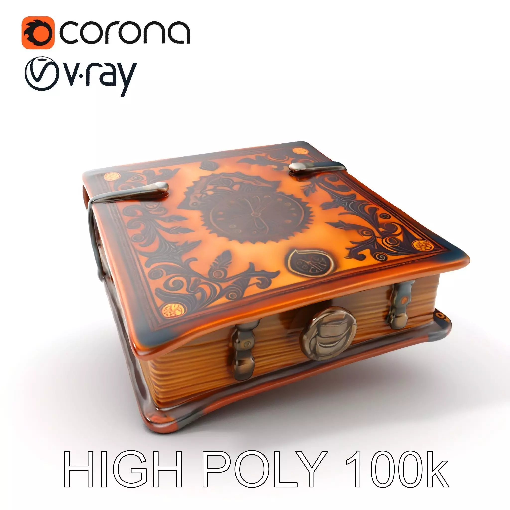 Ornate Medieval Book D Model Pack Low-poly 3D model_0