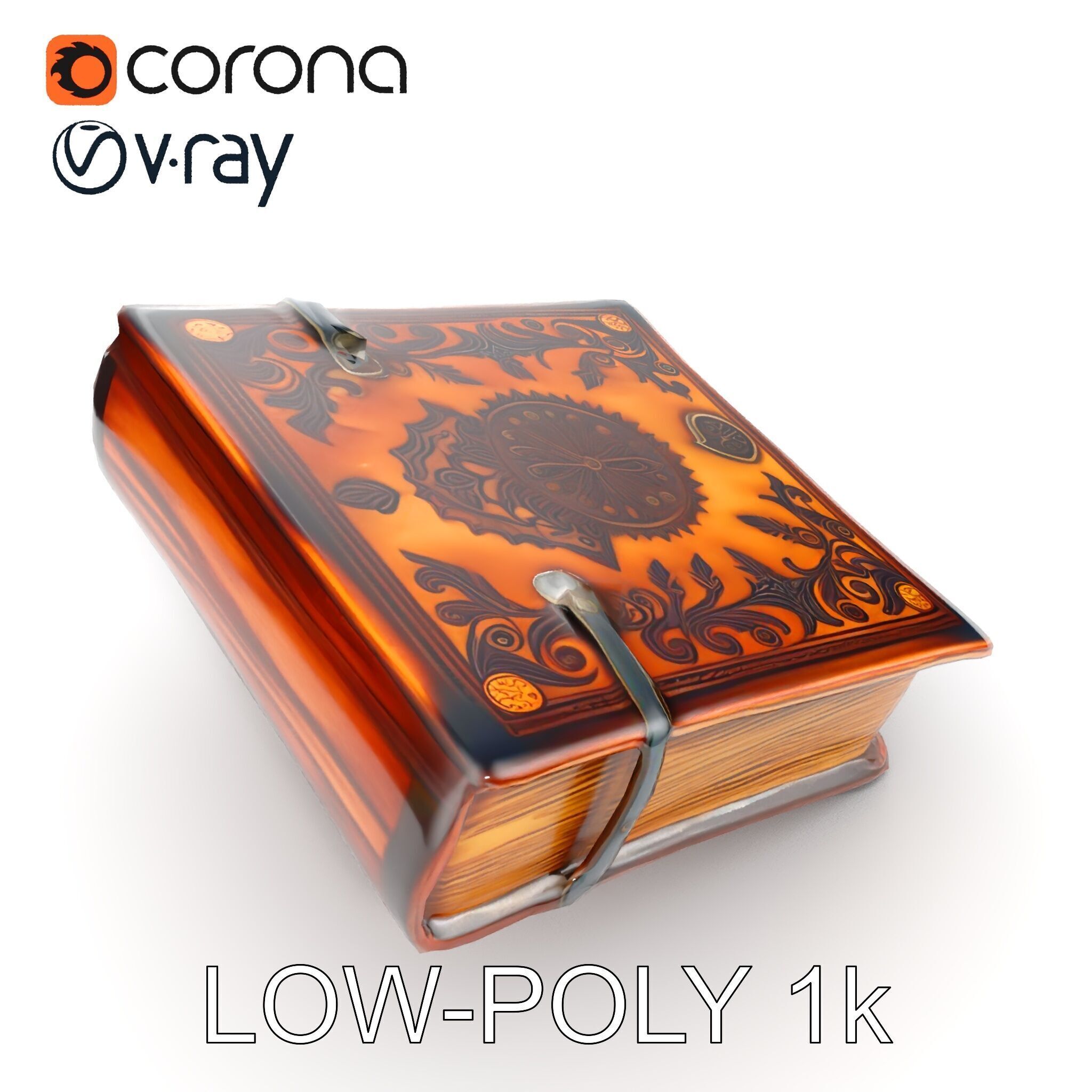 Ornate Medieval Book D Model Pack Low-poly 3D model_12