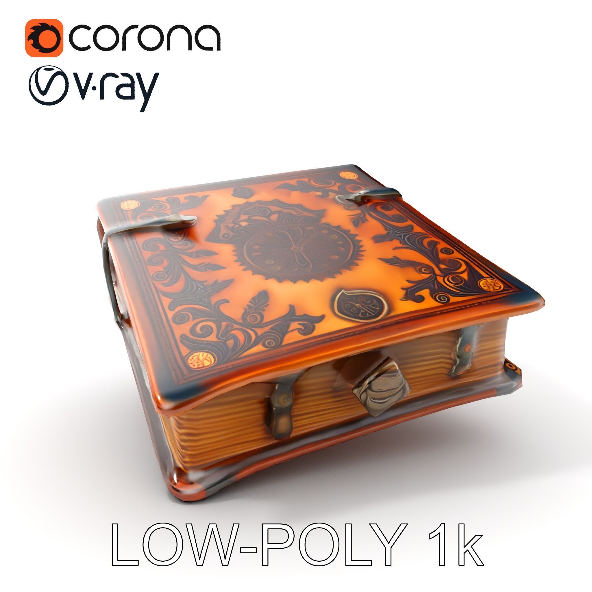 Ornate Medieval Book D Model Pack Low-poly 3D model_10