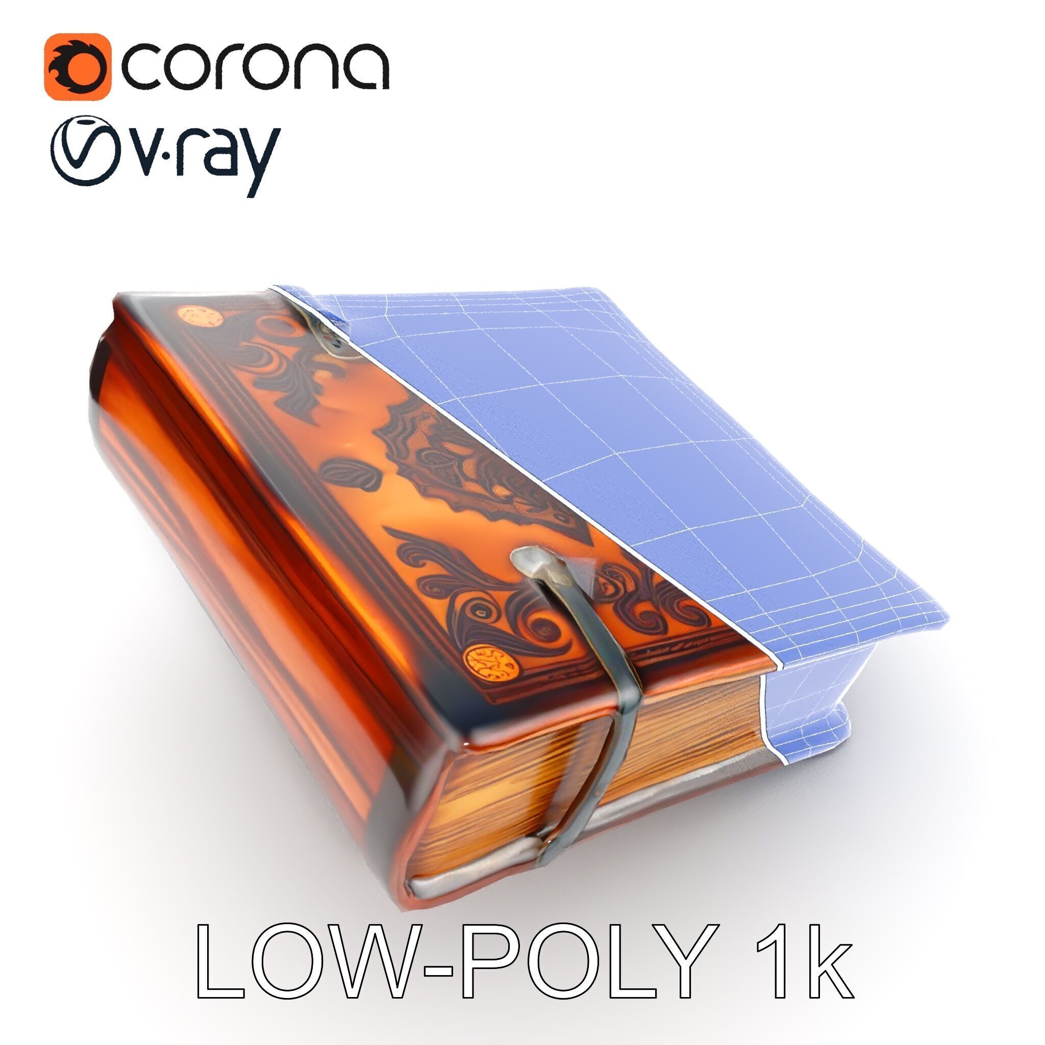 Ornate Medieval Book D Model Pack Low-poly 3D model_27